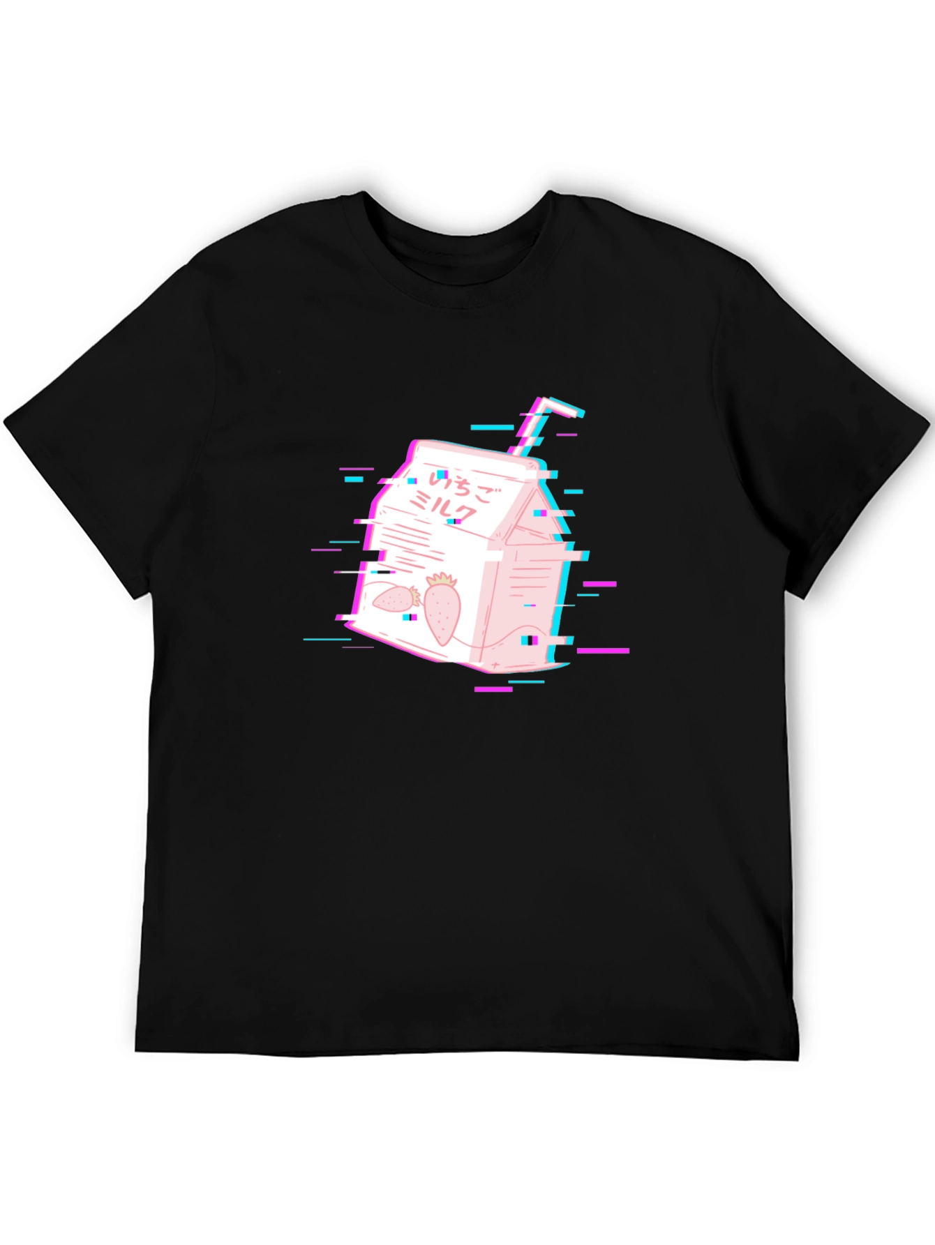 Strawberry Milk Glitch T-Shirt - Vaporwave Aesthetic Tee