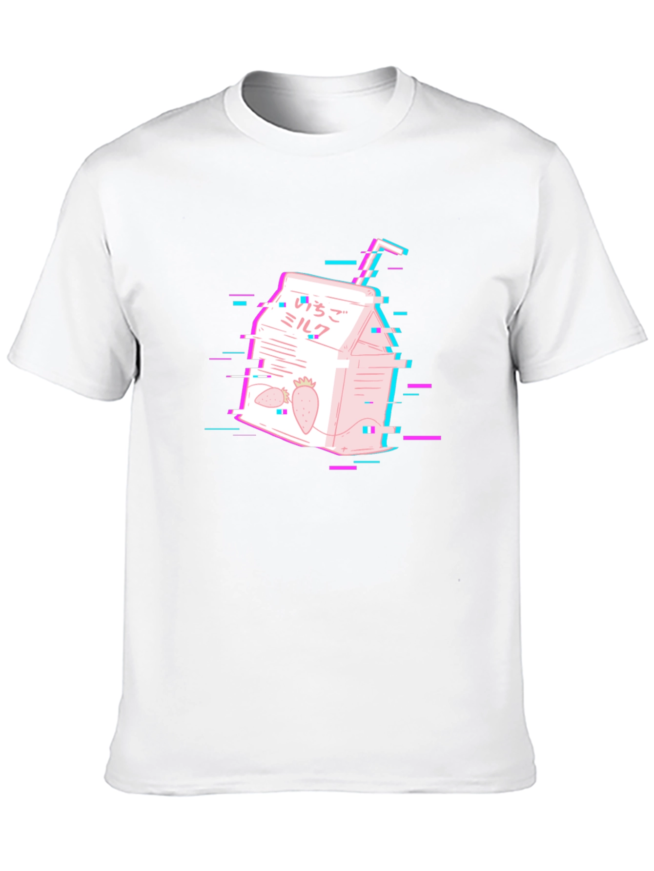 Strawberry Milk Glitch T-Shirt - Vaporwave Aesthetic Tee
