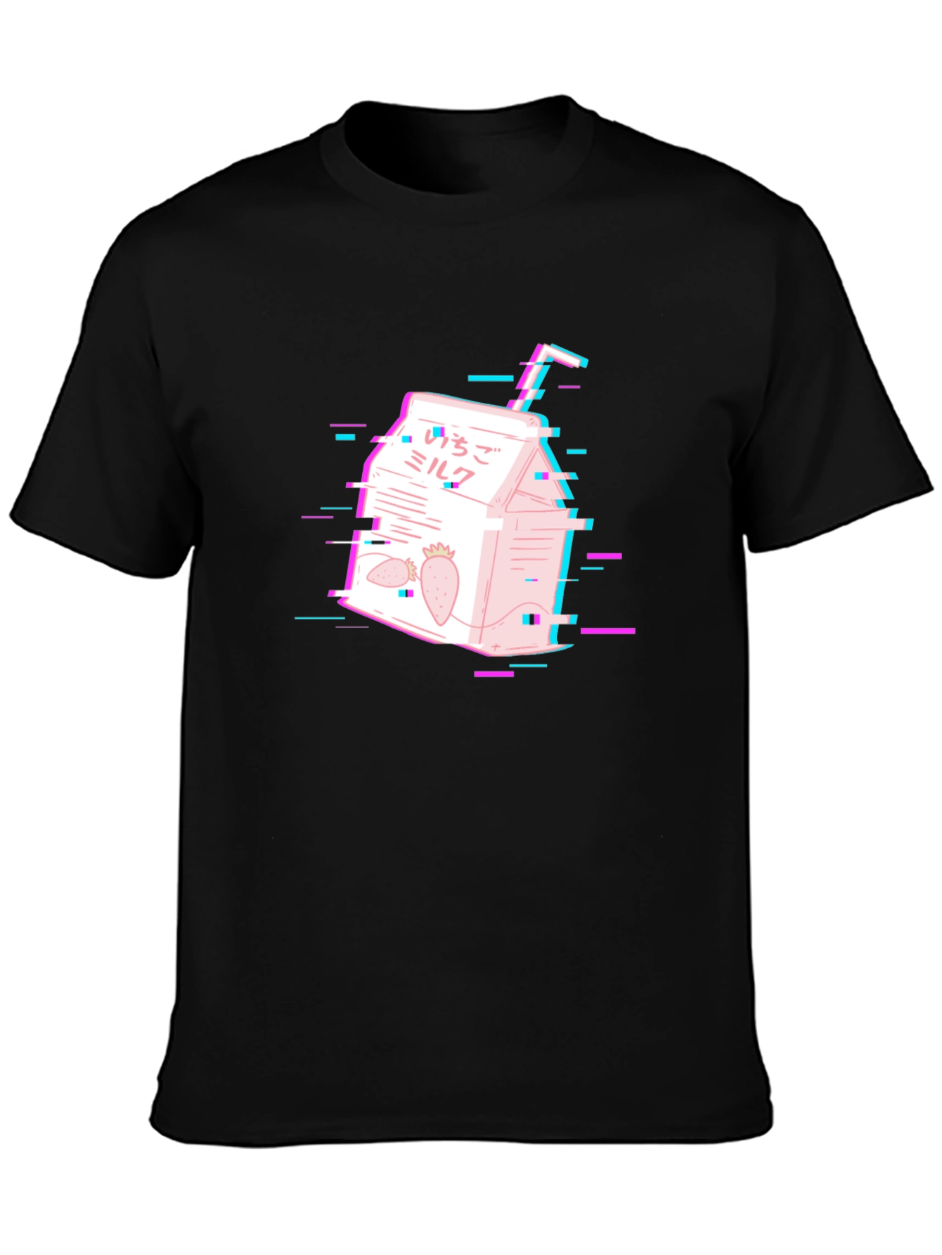 Strawberry Milk Glitch T-Shirt - Vaporwave Aesthetic Tee