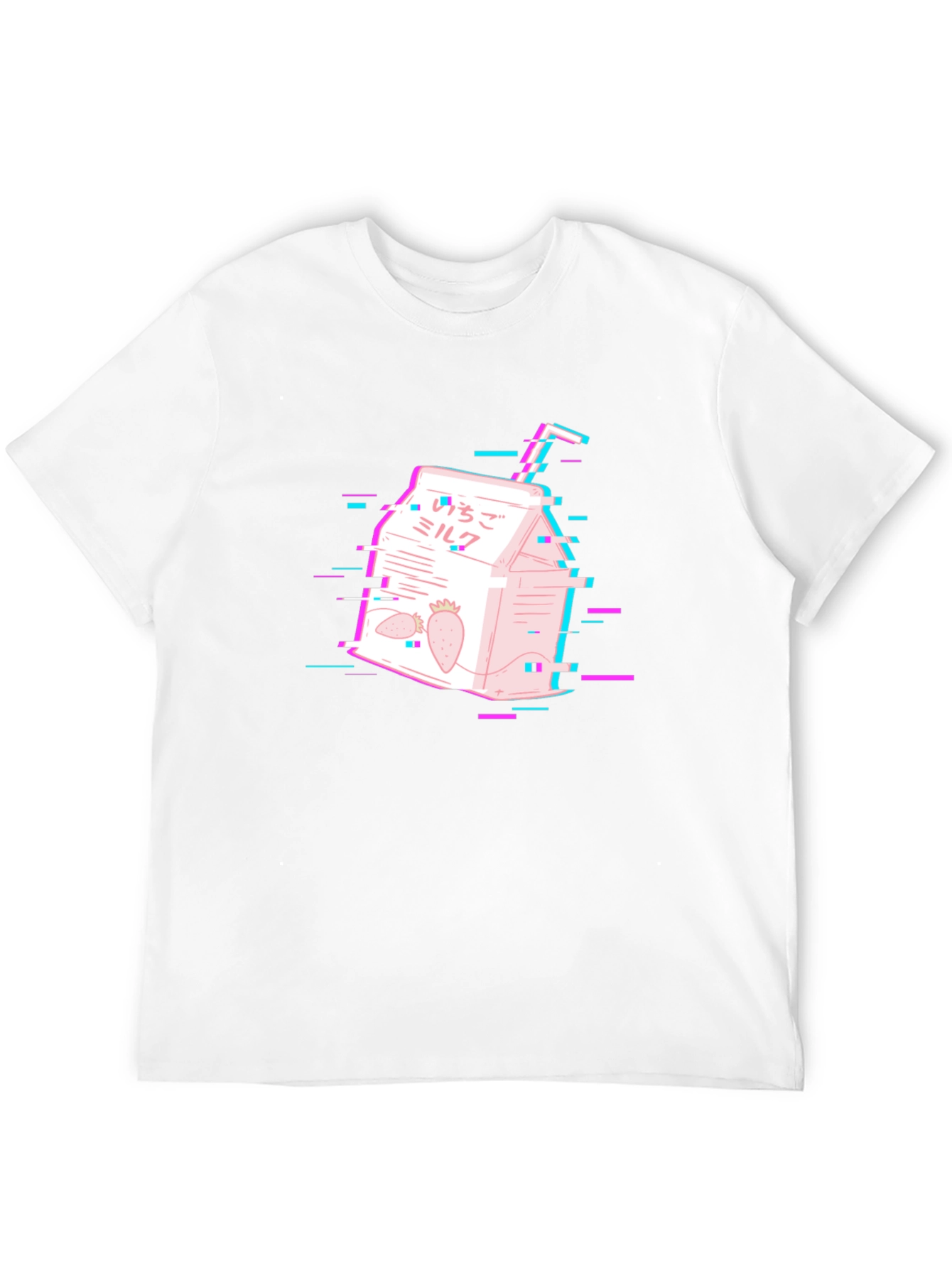 Strawberry Milk Glitch T-Shirt - Vaporwave Aesthetic Tee