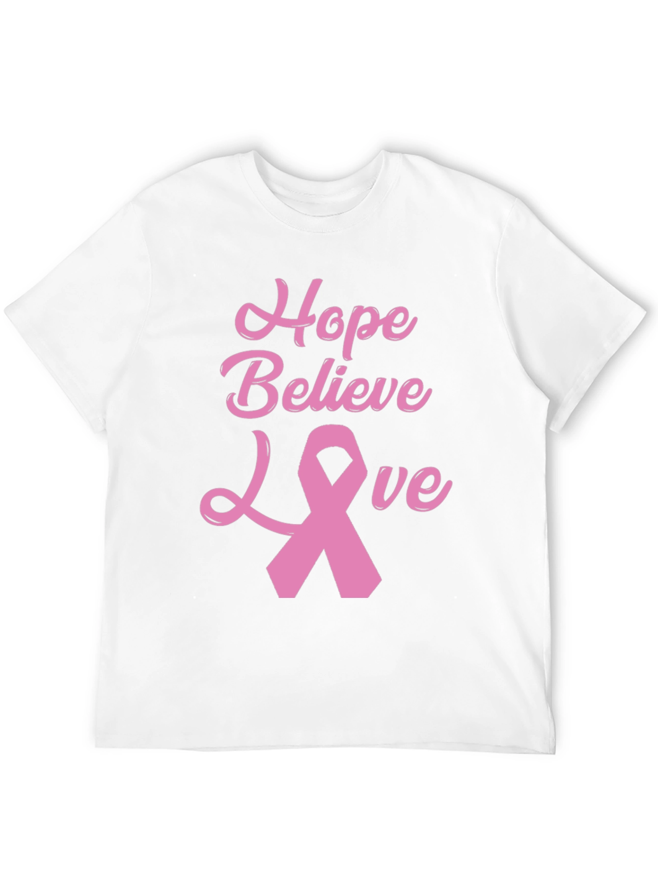 Hope Believe Love Breast Cancer Awareness Black T-Shirt