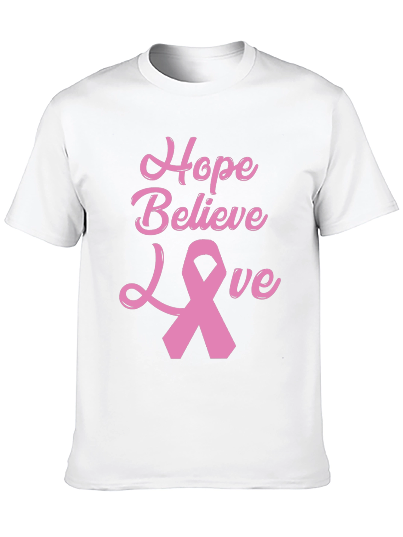 Hope Believe Love Breast Cancer Awareness Black T-Shirt