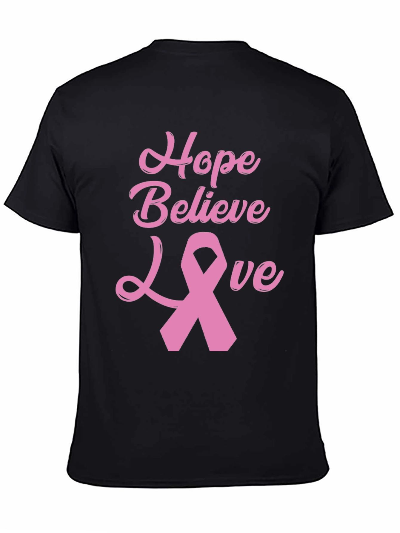 Hope Believe Love Breast Cancer Awareness Black T-Shirt