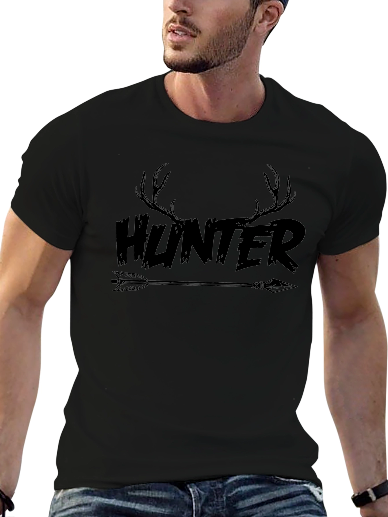 Hunter Antler Arrow Graphic Tee - Mens Black T-Shirt