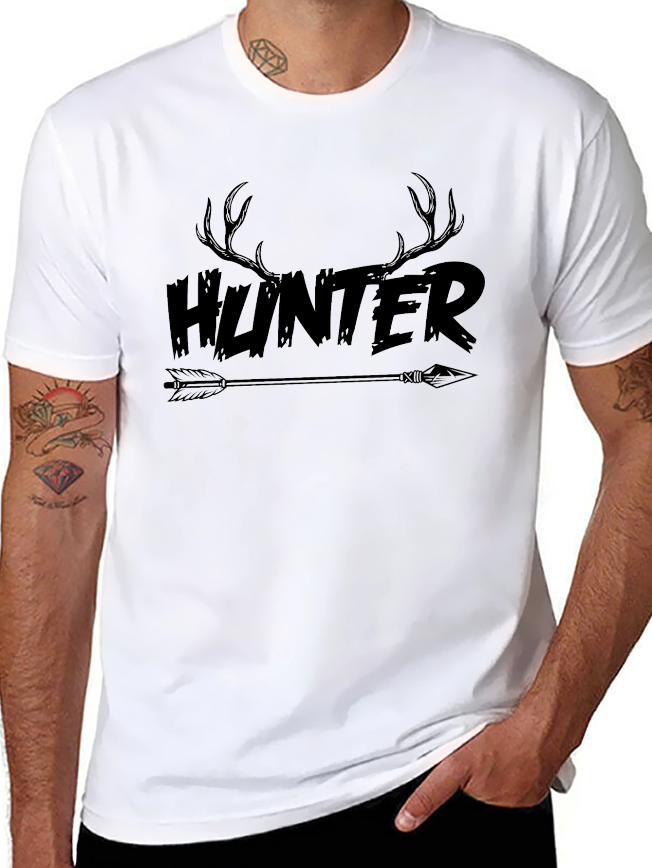 Hunter Antler Arrow Graphic Tee - Mens Black T-Shirt