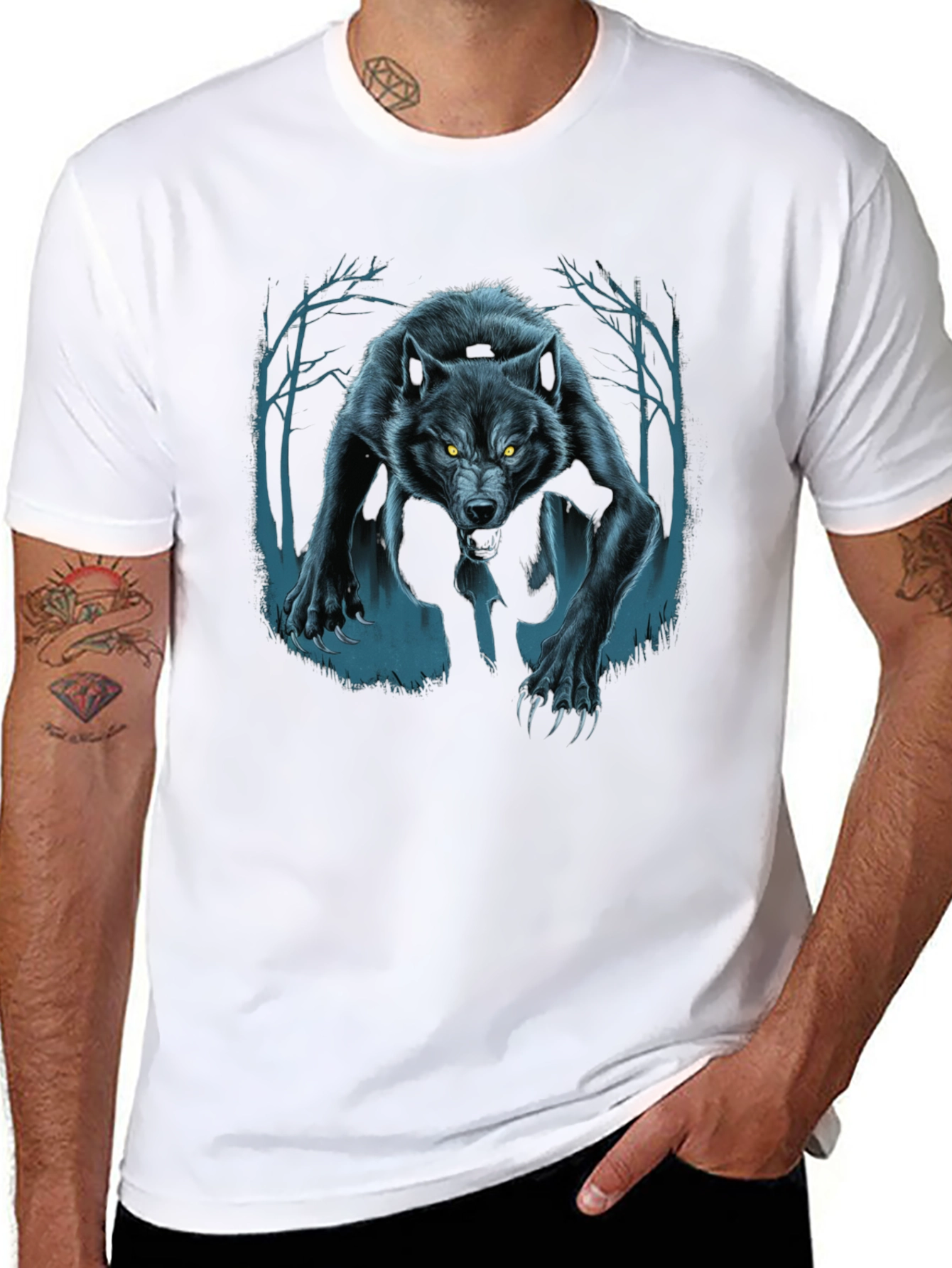Wolf Graphic T-Shirt - Mens Black Tee