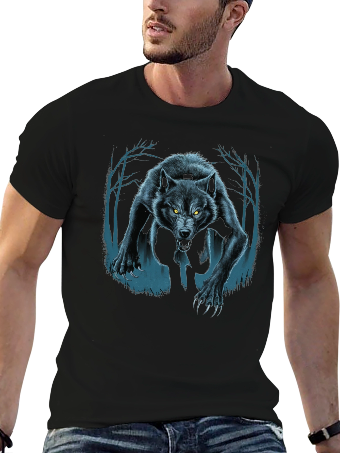 Wolf Graphic T-Shirt - Mens Black Tee