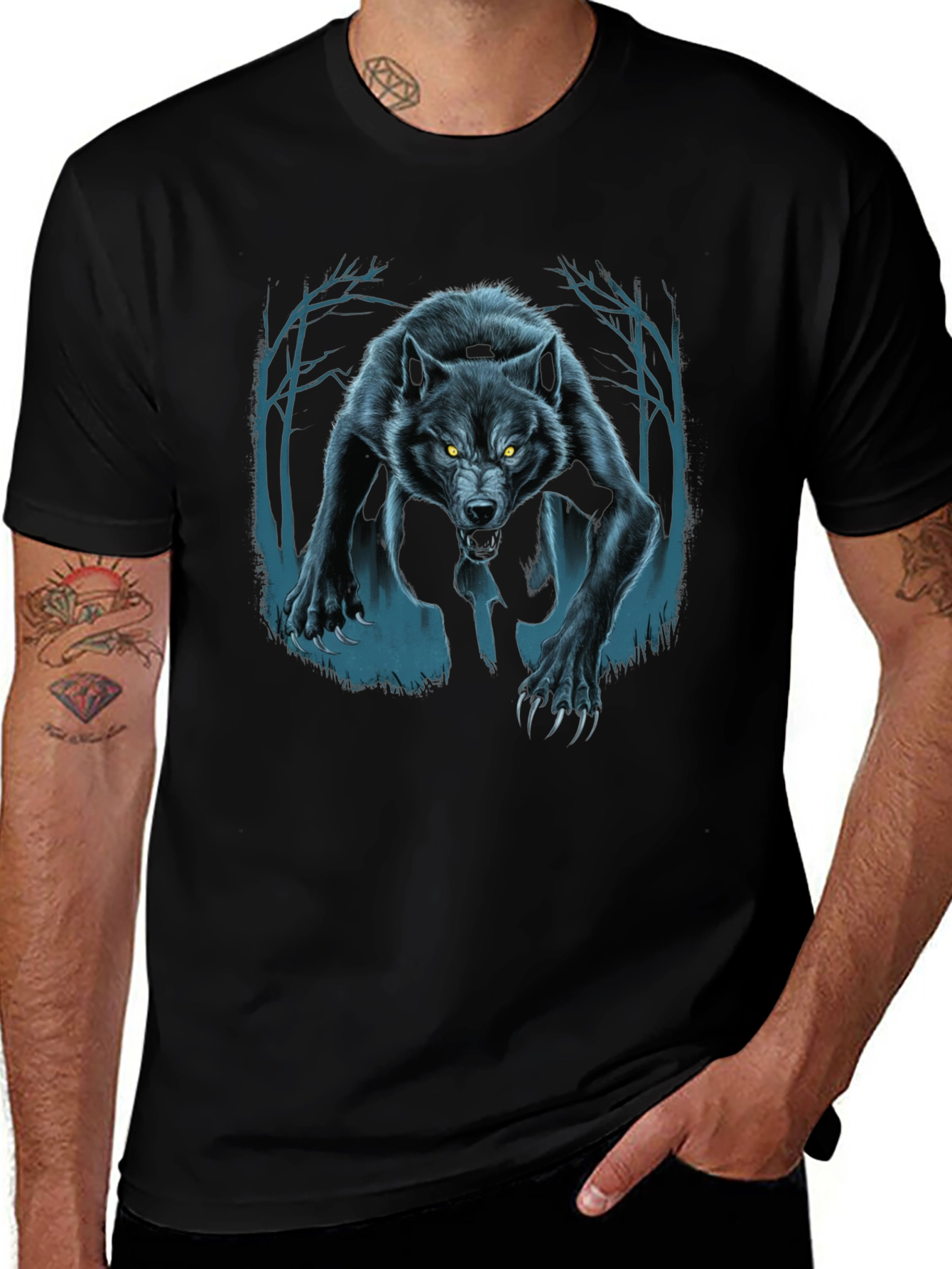 Wolf Graphic T-Shirt - Mens Black Tee