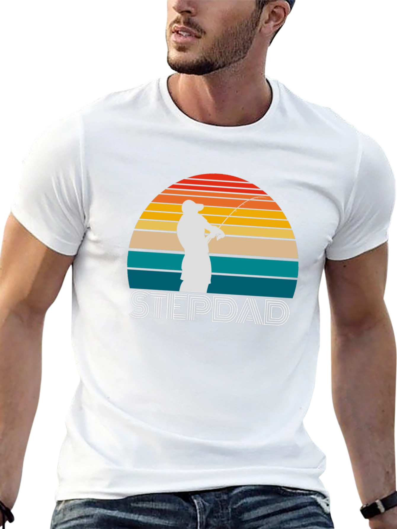 Stepdad Fishing Sunset Graphic T-Shirt