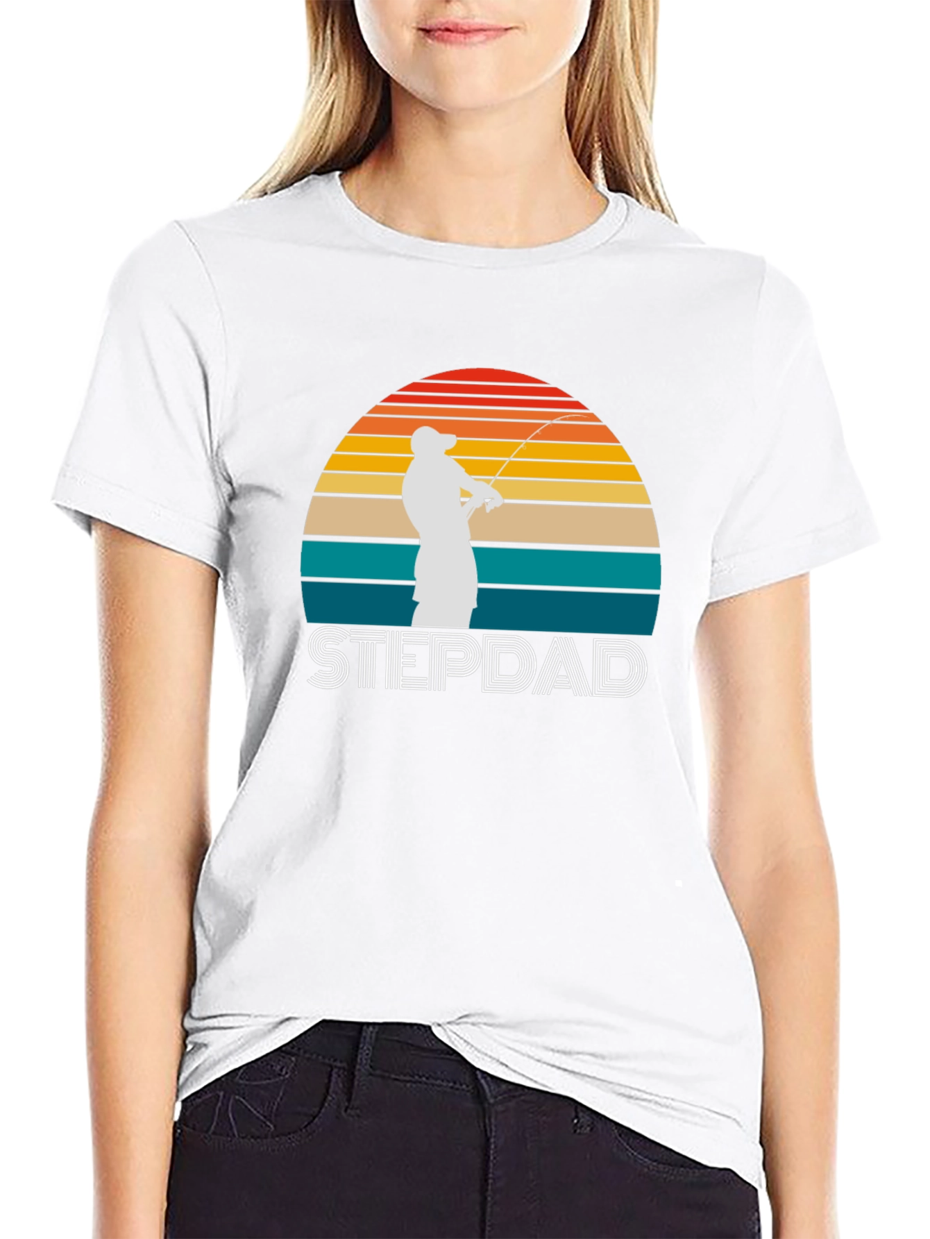 Stepdad Fishing Sunset Graphic T-Shirt