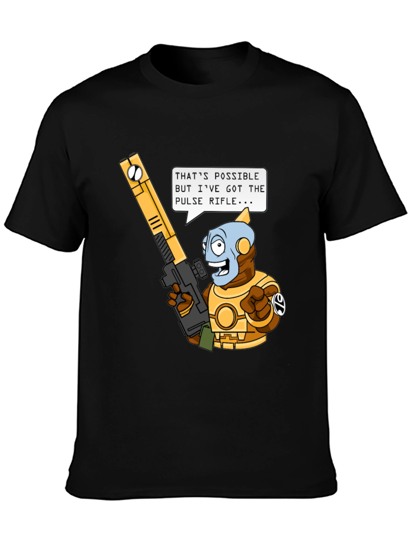 Humorous Sci-Fi T-Shirt - Pulse Rifle Design