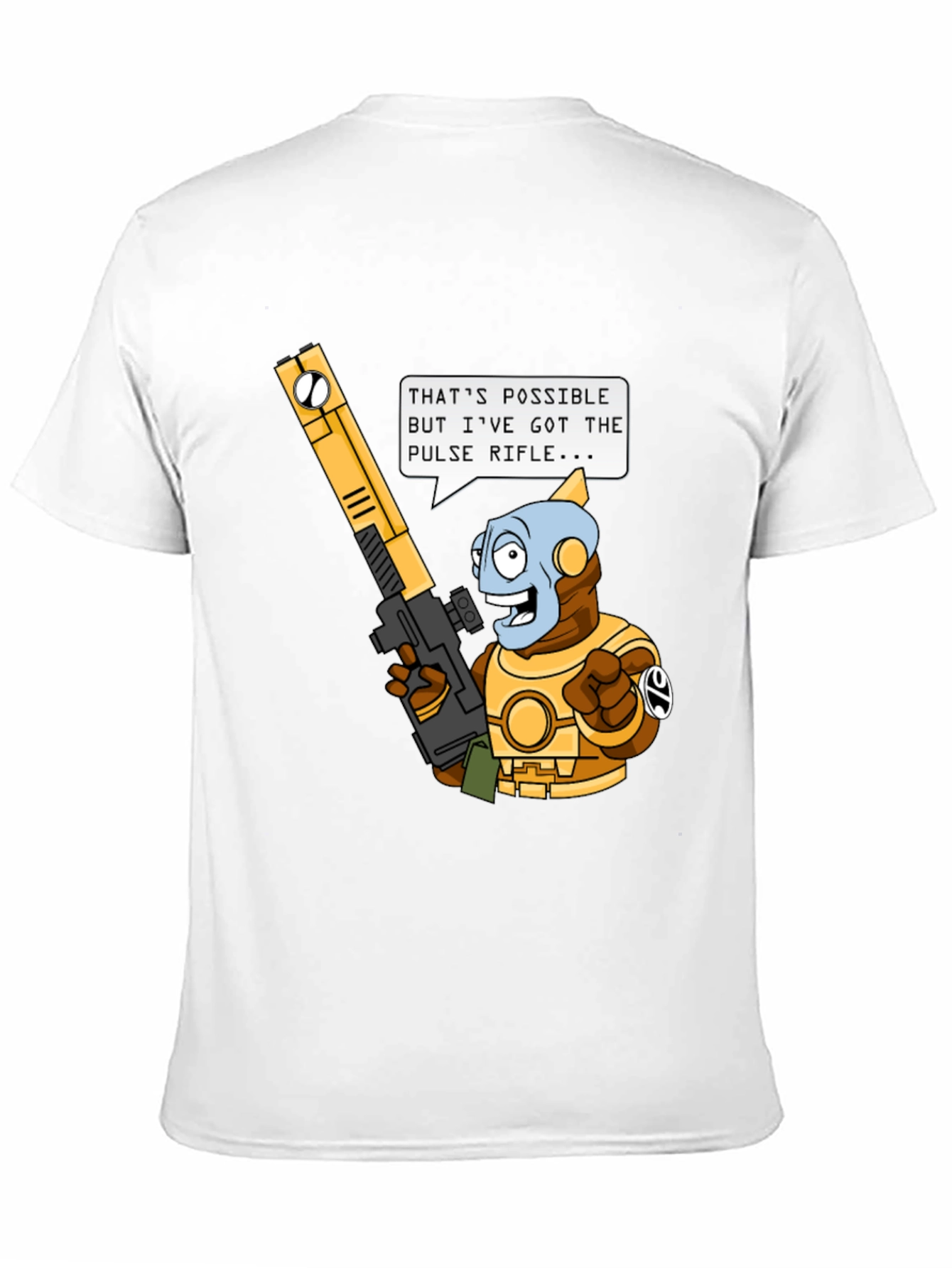 Humorous Sci-Fi T-Shirt - Pulse Rifle Design