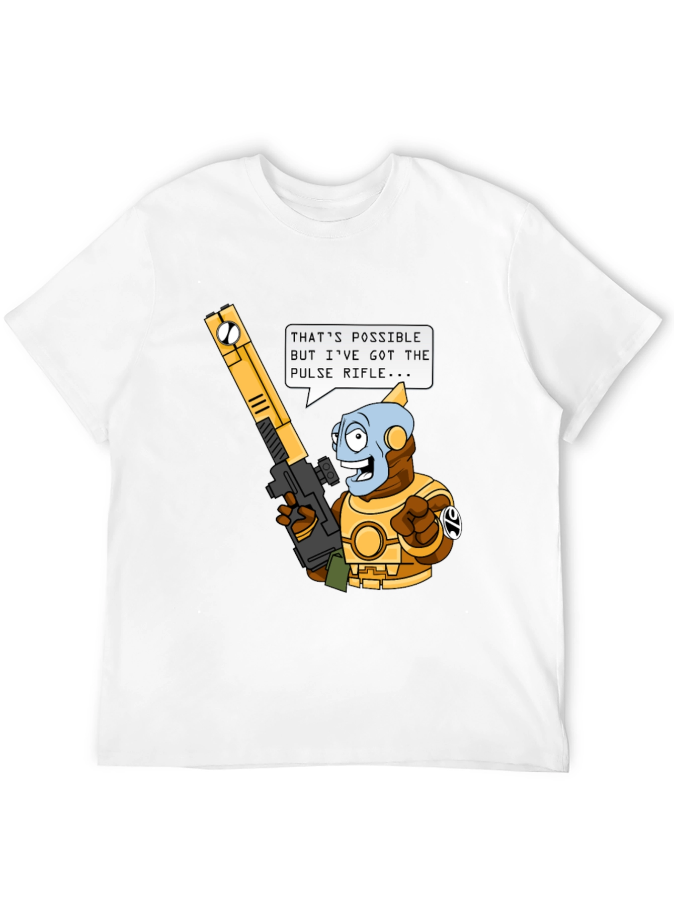 Humorous Sci-Fi T-Shirt - Pulse Rifle Design