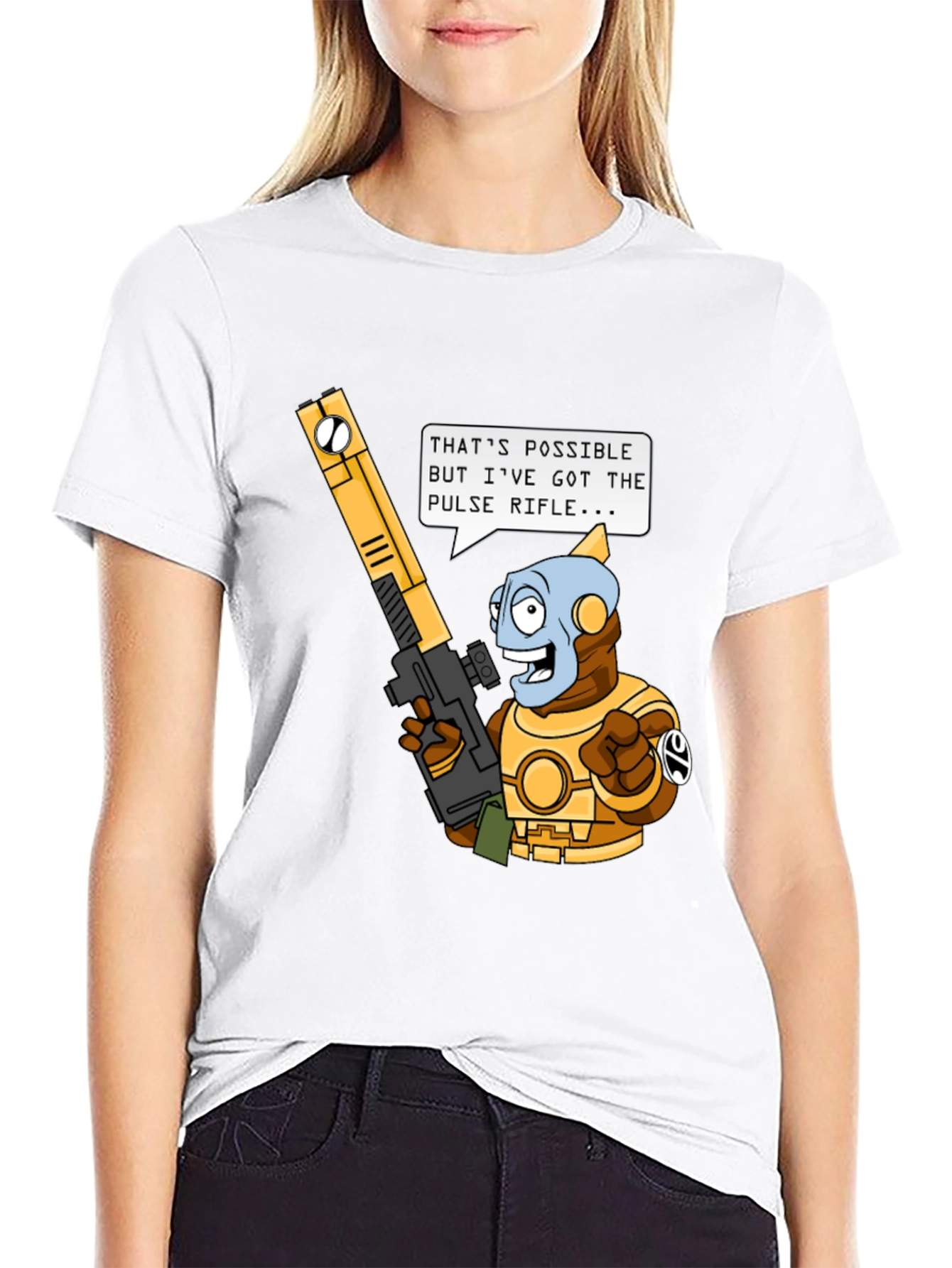 Humorous Sci-Fi T-Shirt - Pulse Rifle Design