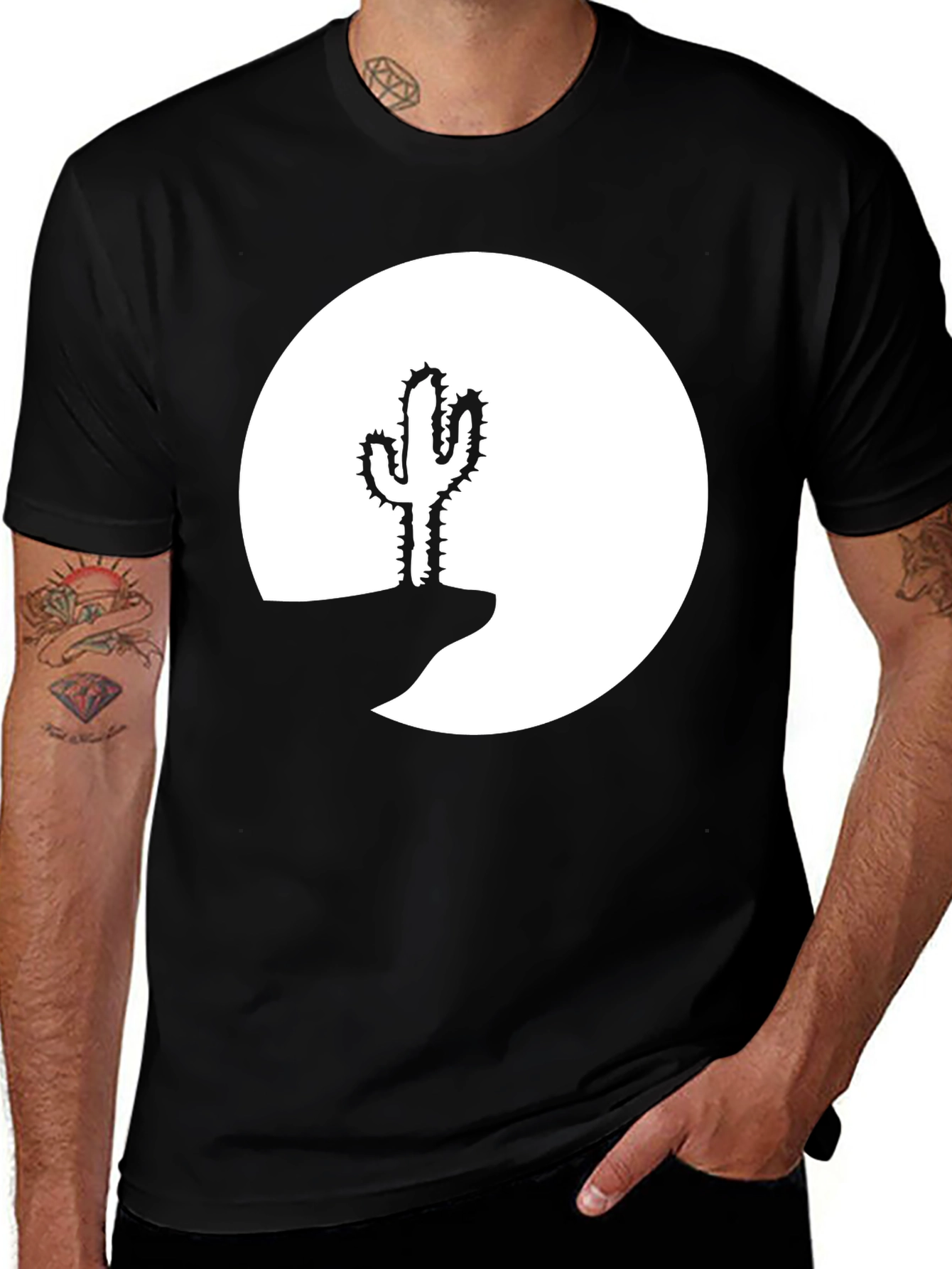 Cactus Desert Graphic Tee - Black Cotton Shirt