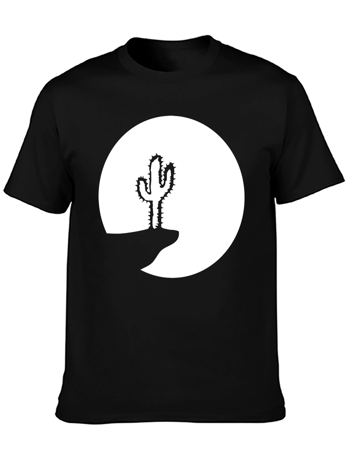 Cactus Desert Graphic Tee - Black Cotton Shirt