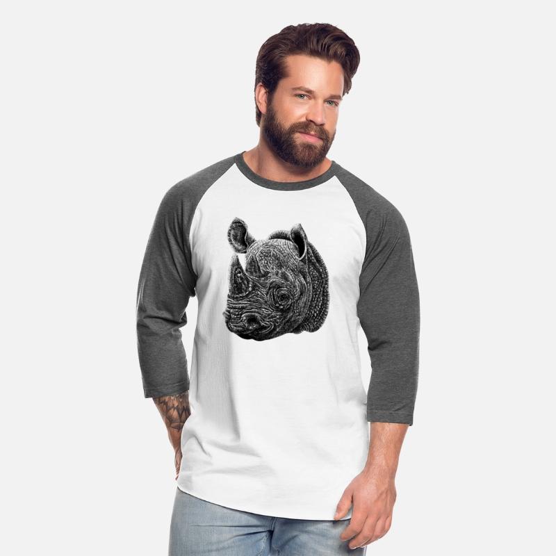 Black rhino animal ink illustration