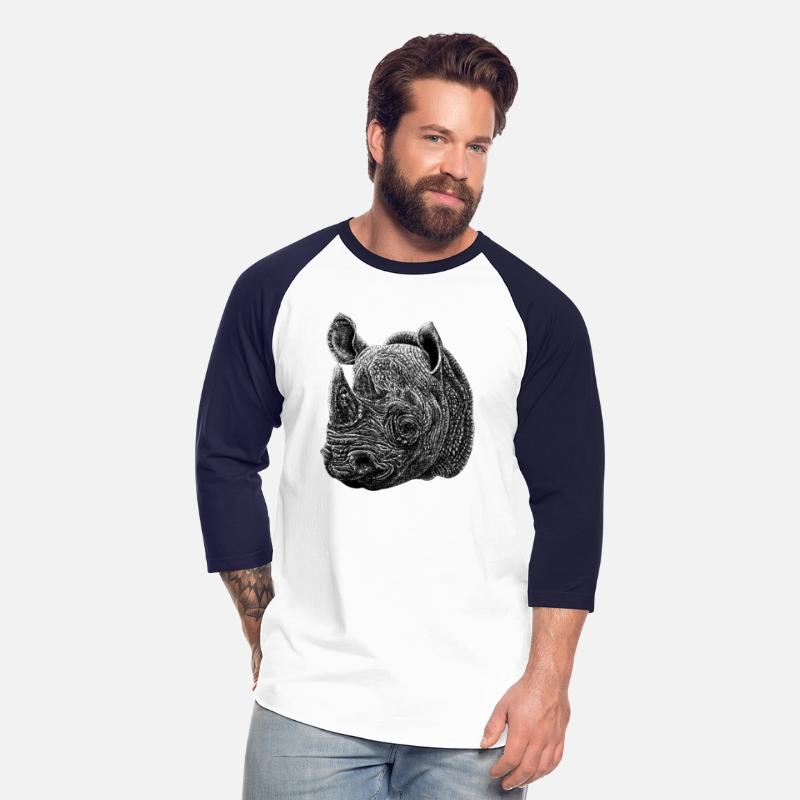 Black rhino animal ink illustration