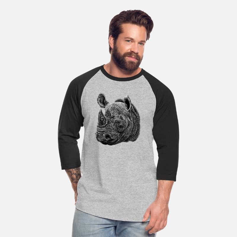 Black rhino animal ink illustration
