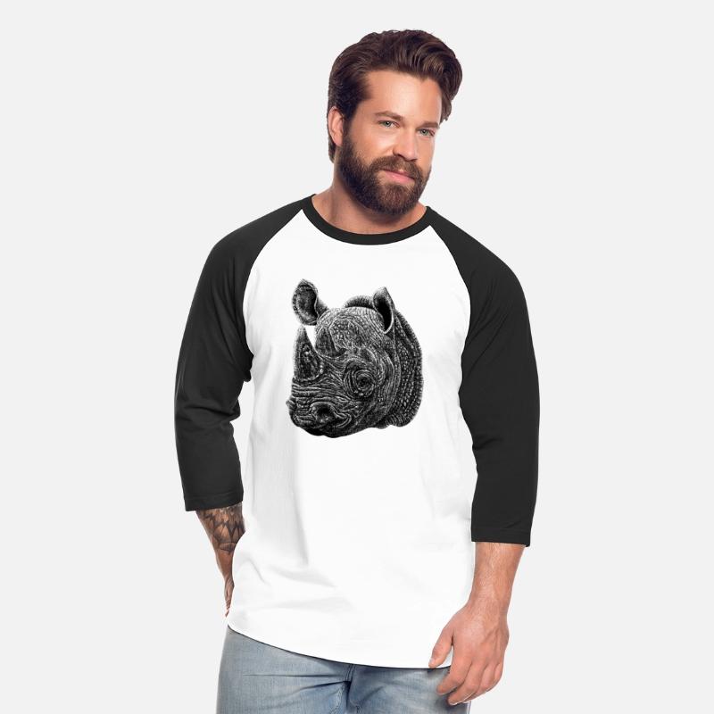 Black rhino animal ink illustration