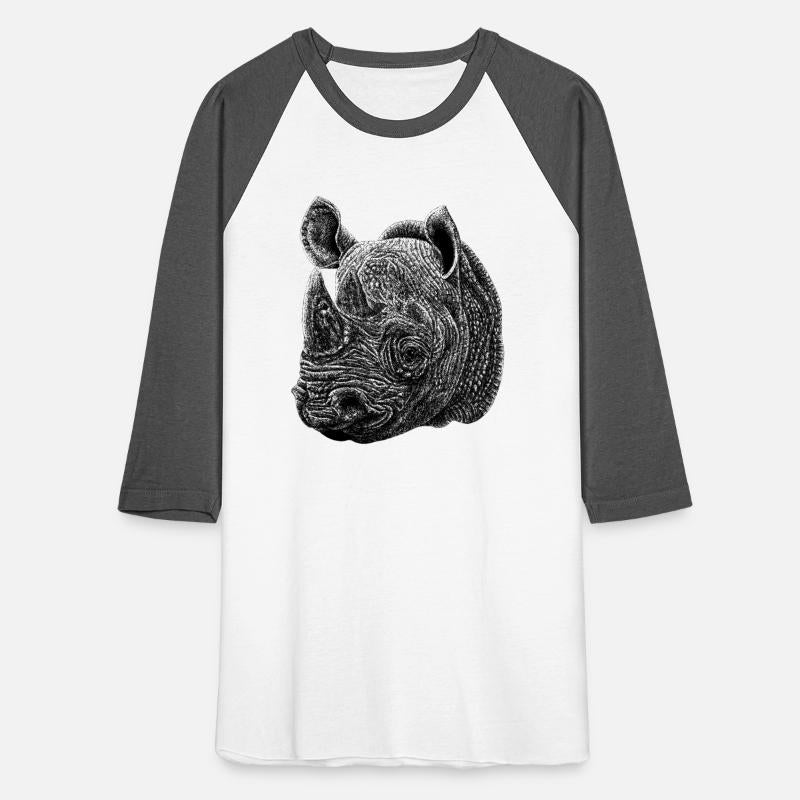 Black rhino animal ink illustration