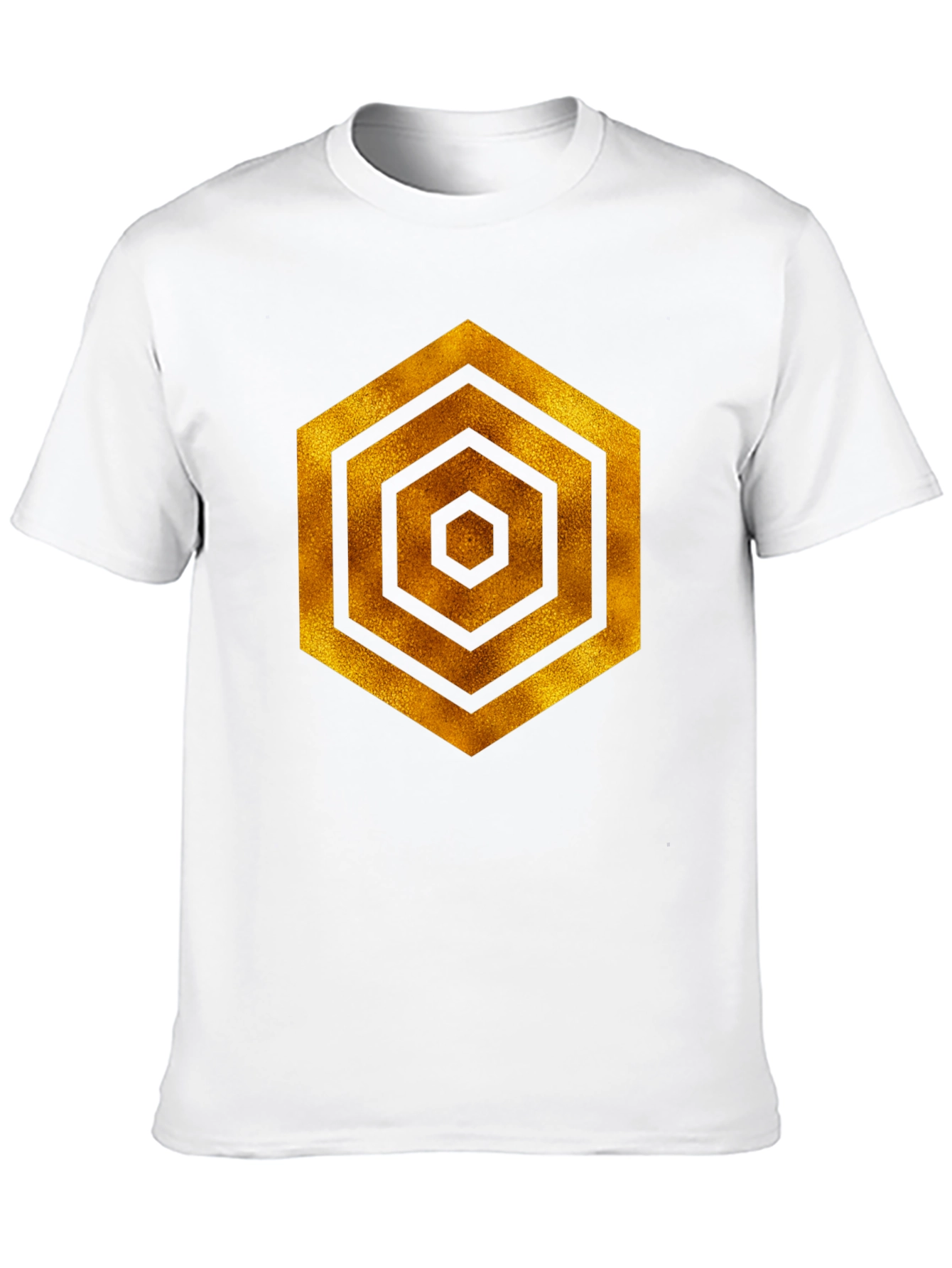 Golden Hexagon Graphic Black T-Shirt