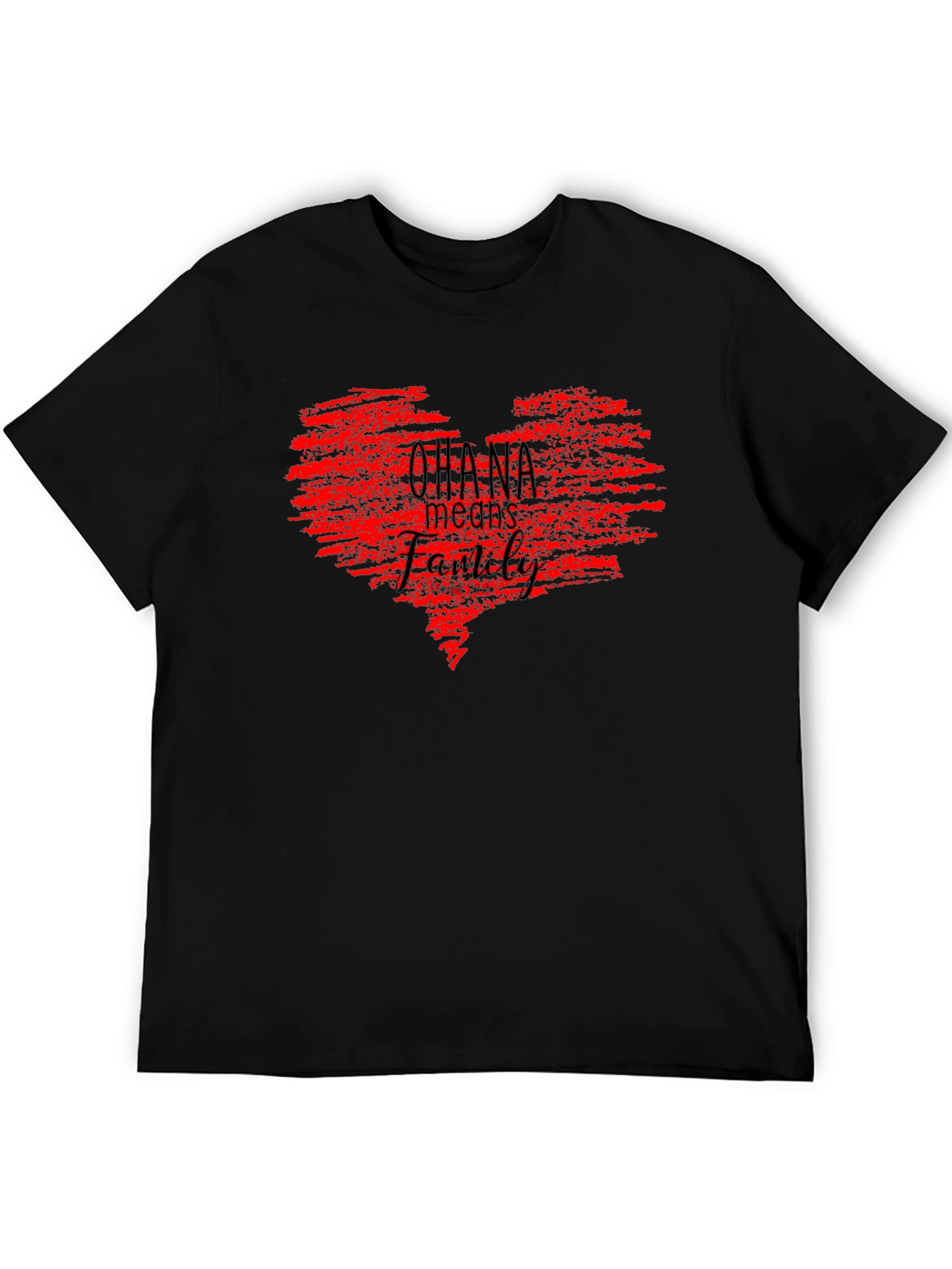 Ohana Means Family Red Heart Graphic Tee