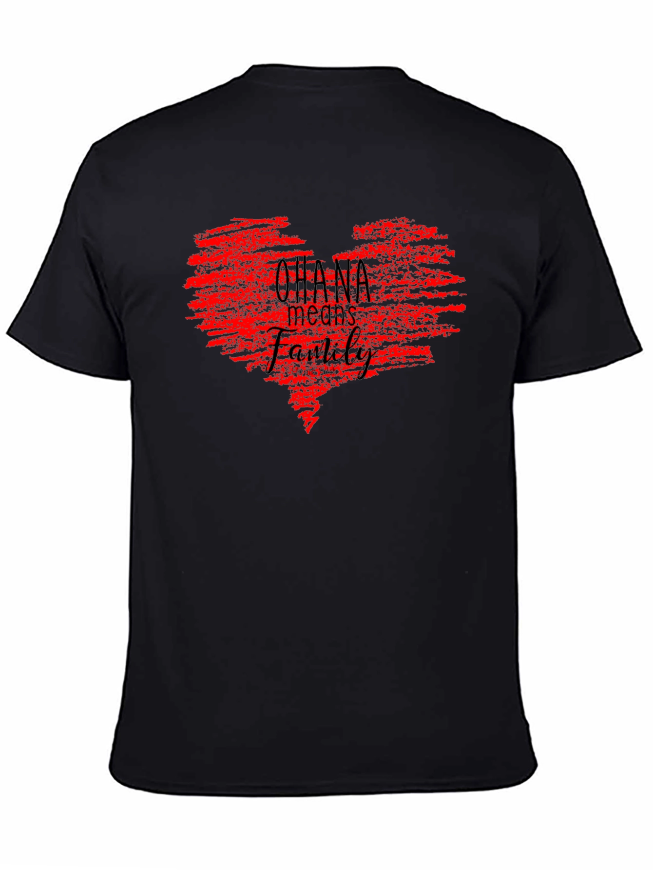 Ohana Means Family Red Heart Graphic Tee