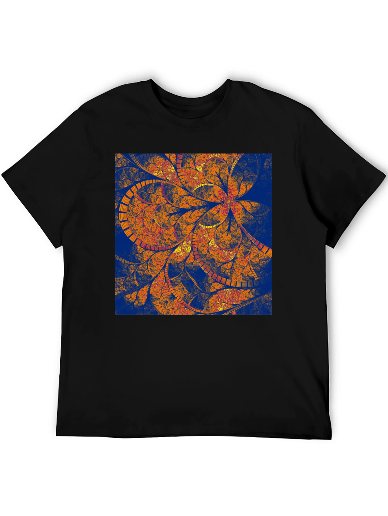 Abstract Floral Print Black T-Shirt