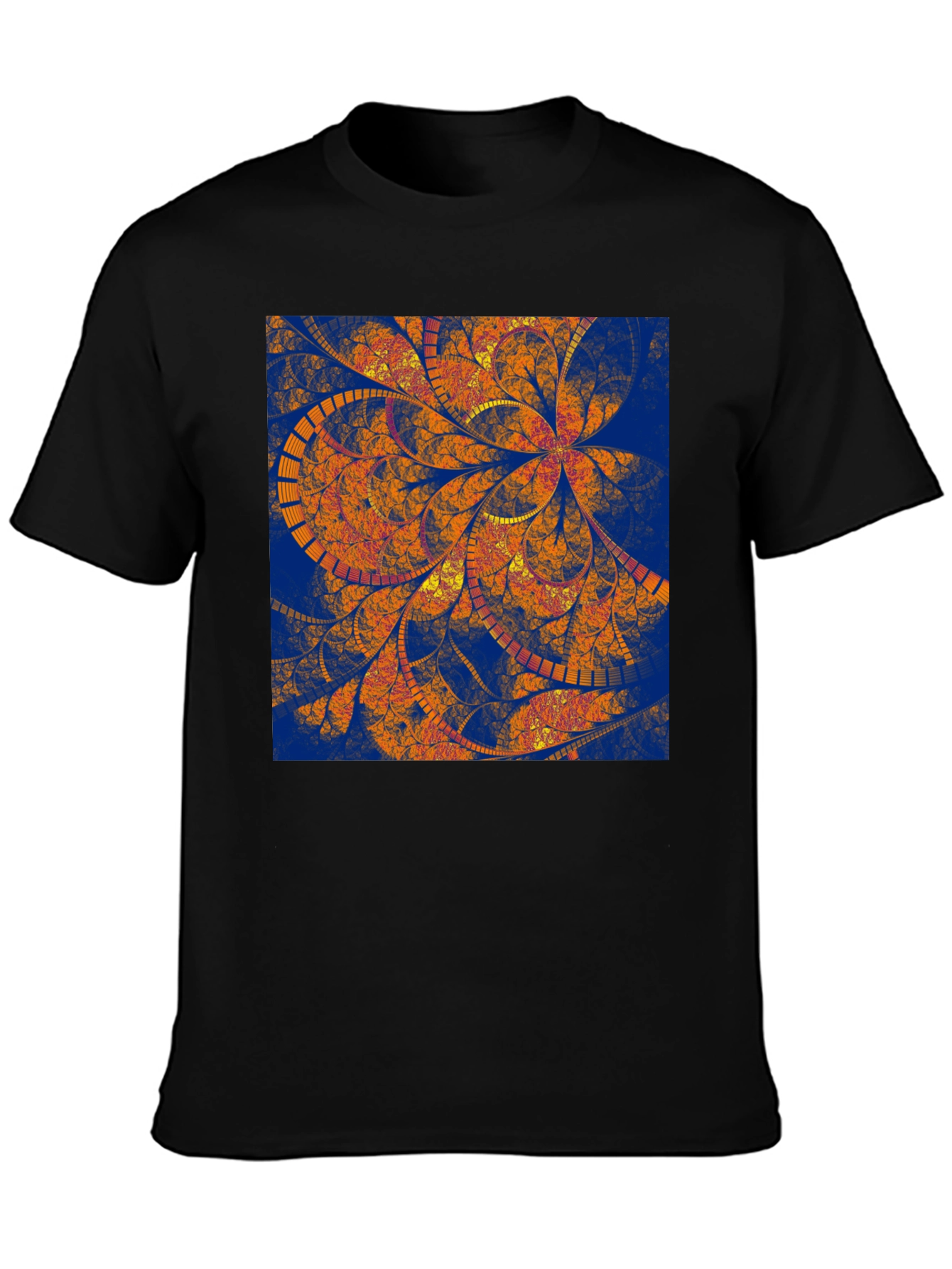Abstract Floral Print Black T-Shirt