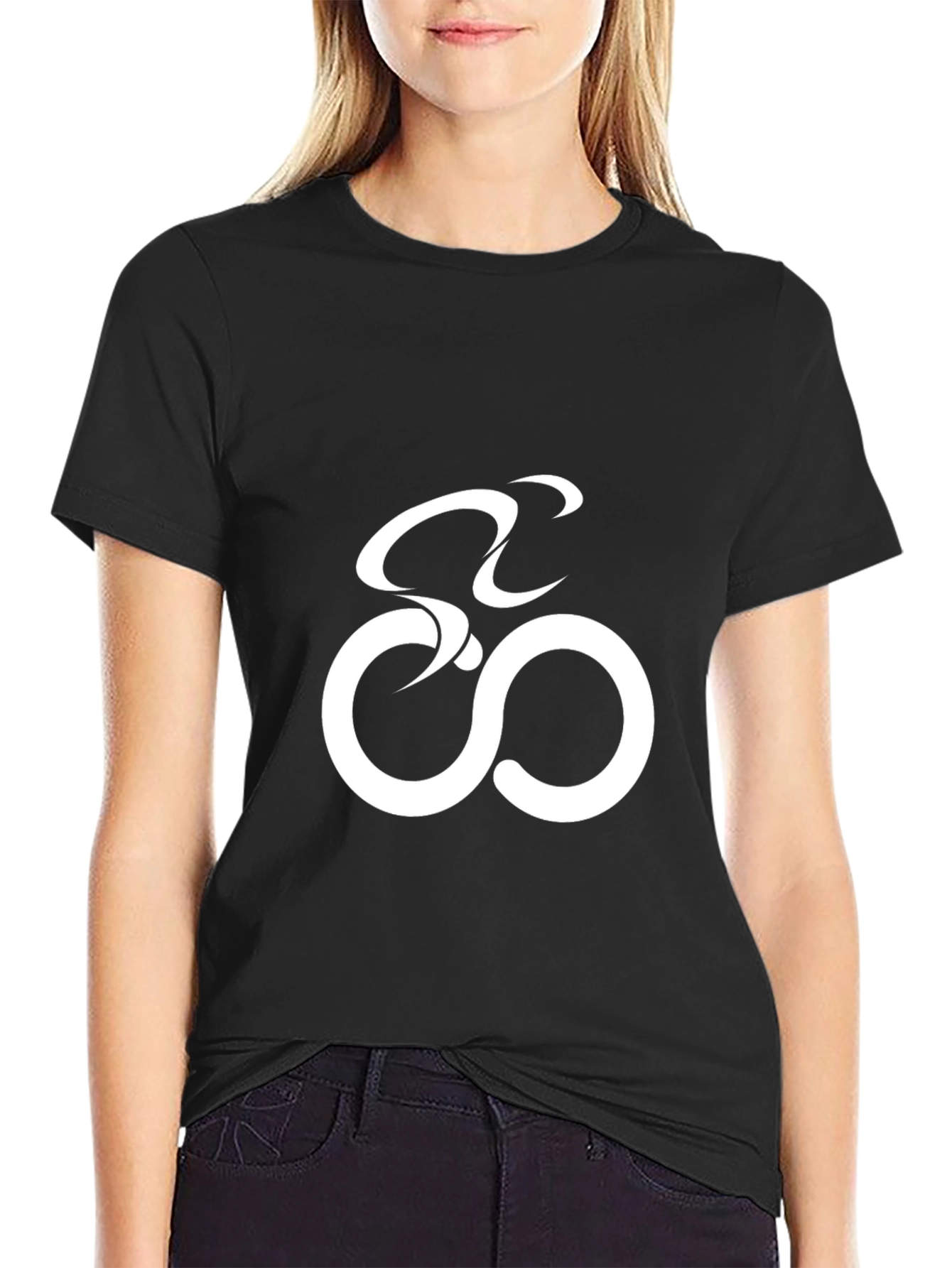 Stylish Black T-Shirt with Abstract Bike Design