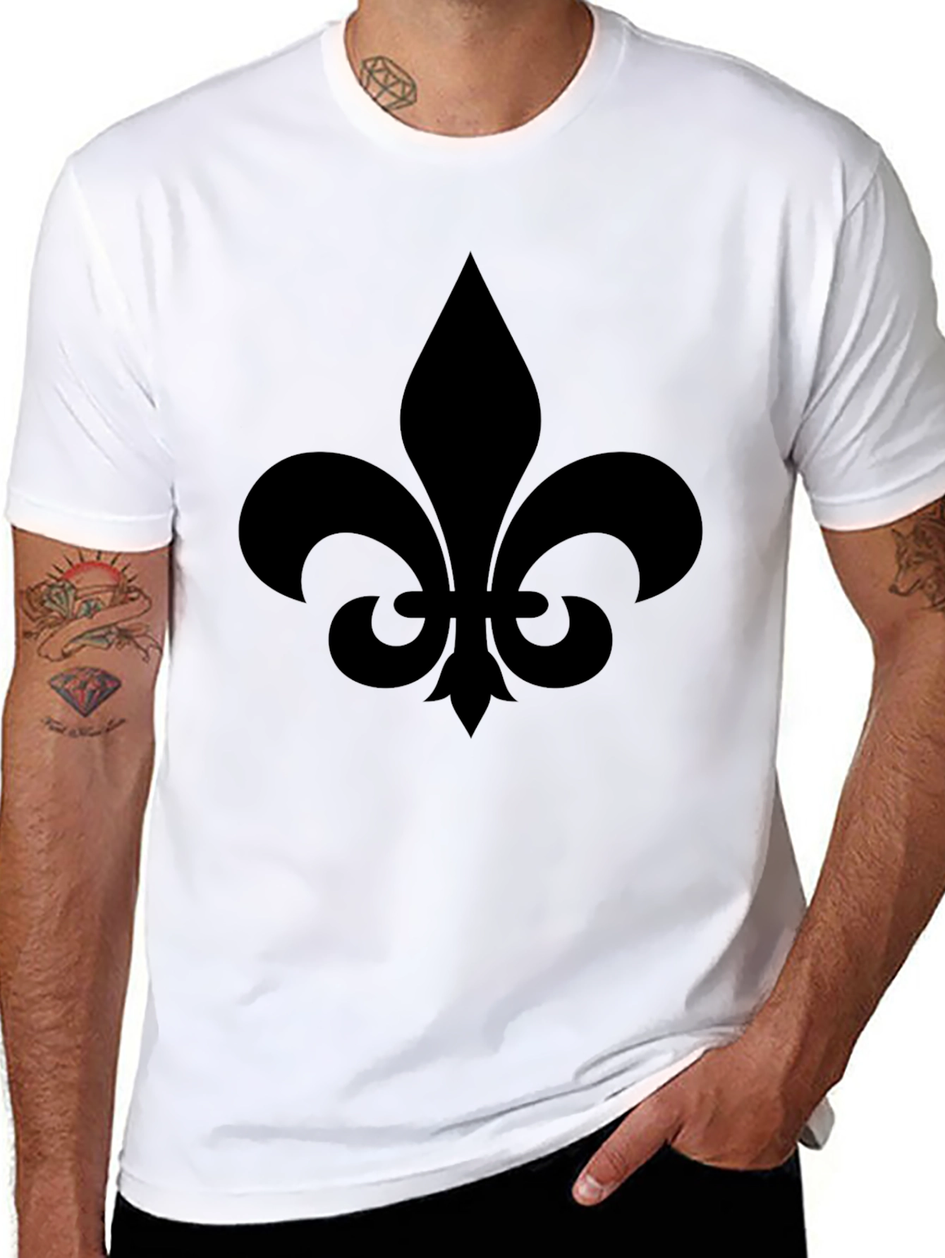 Mens Black Fleur-de-Lis Graphic Tee