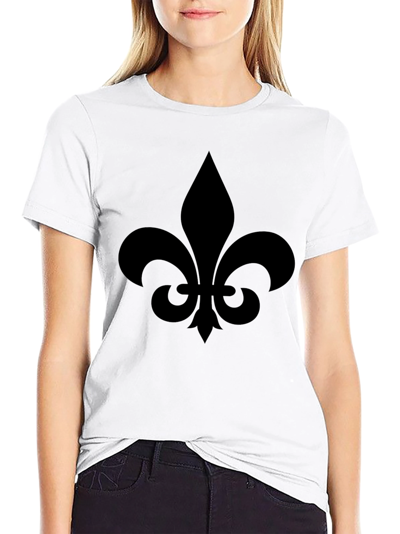 Mens Black Fleur-de-Lis Graphic Tee