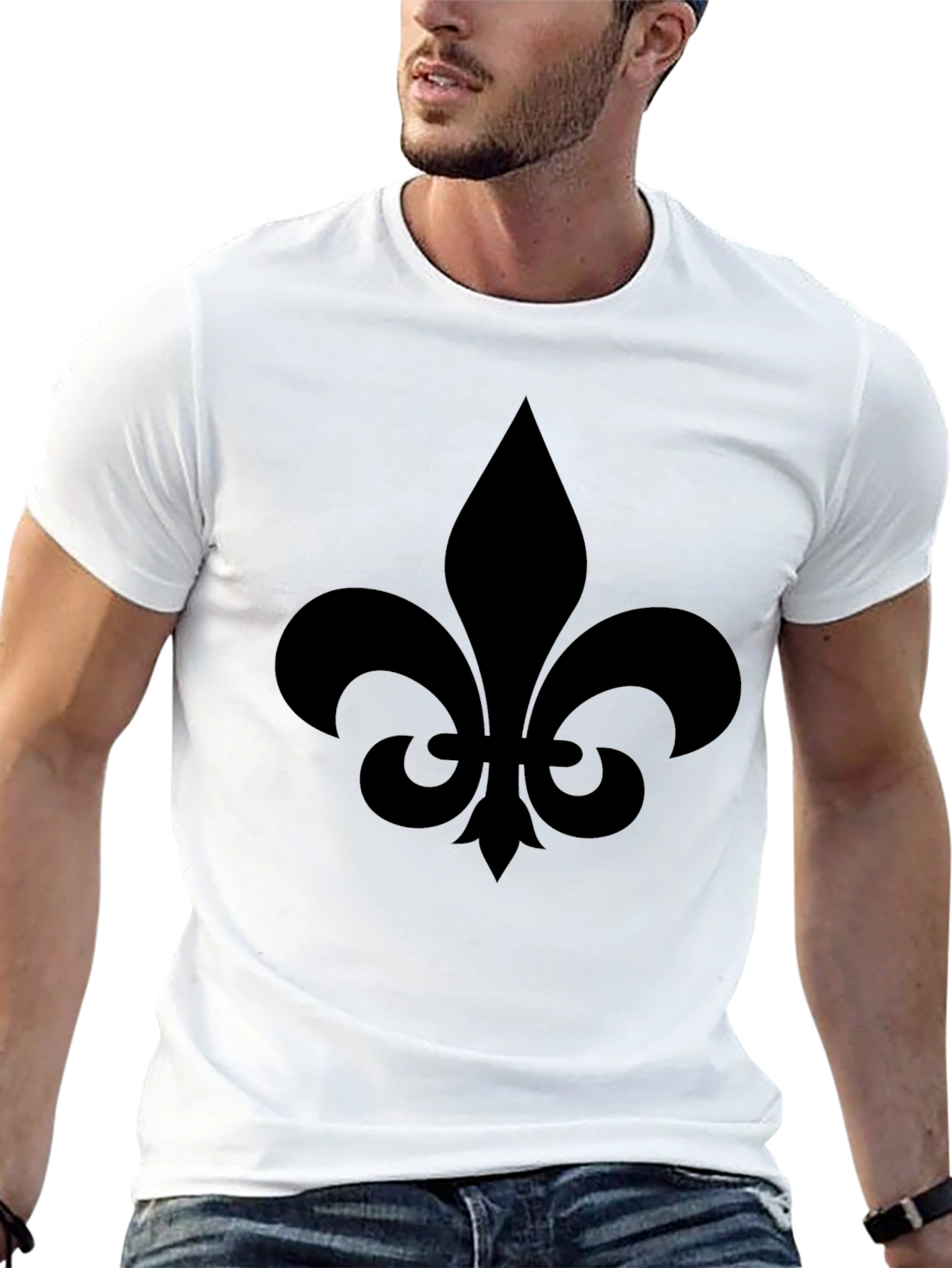 Mens Black Fleur-de-Lis Graphic Tee