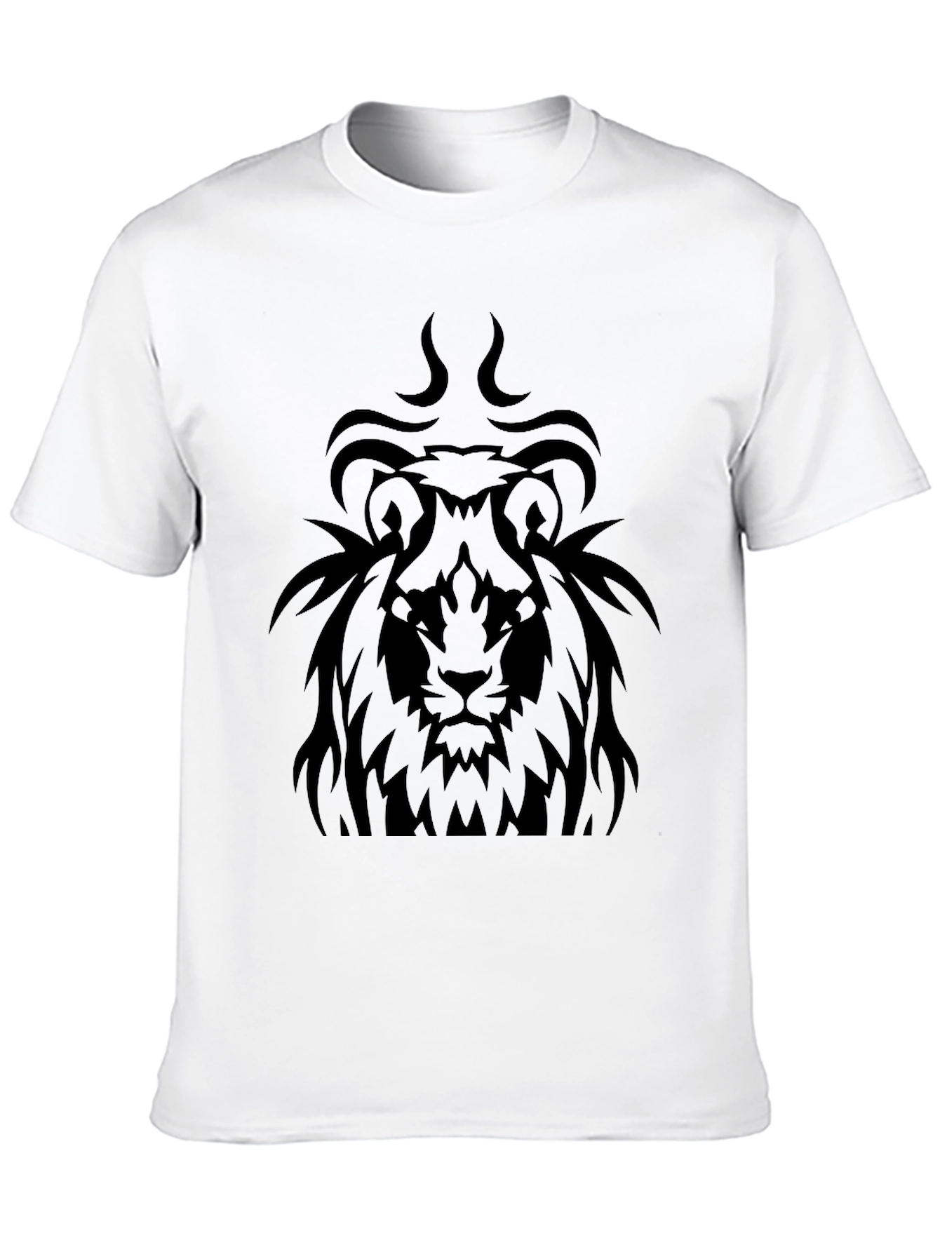 Lion Graphic Black T-Shirt - Tribal Style