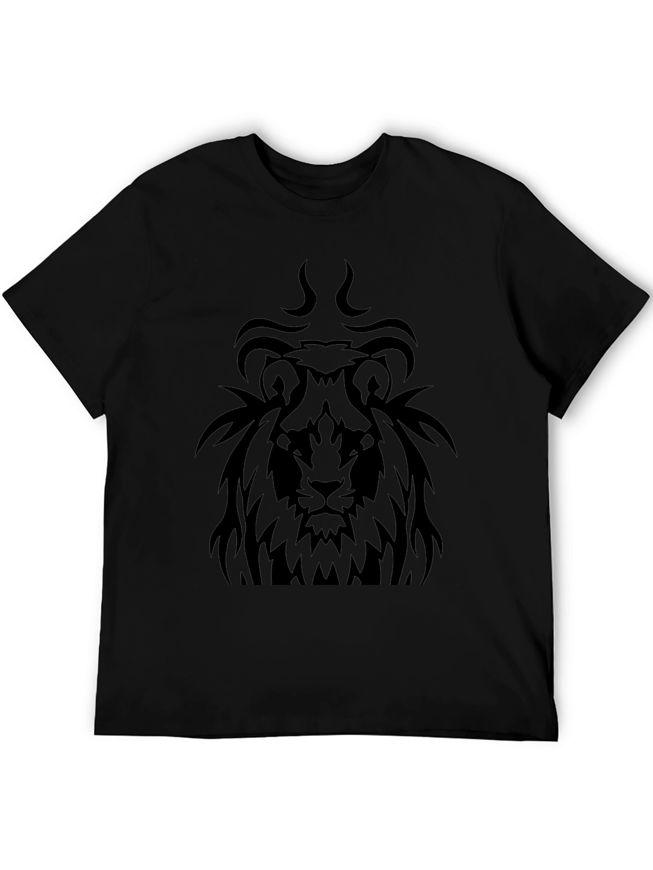Lion Graphic Black T-Shirt - Tribal Style