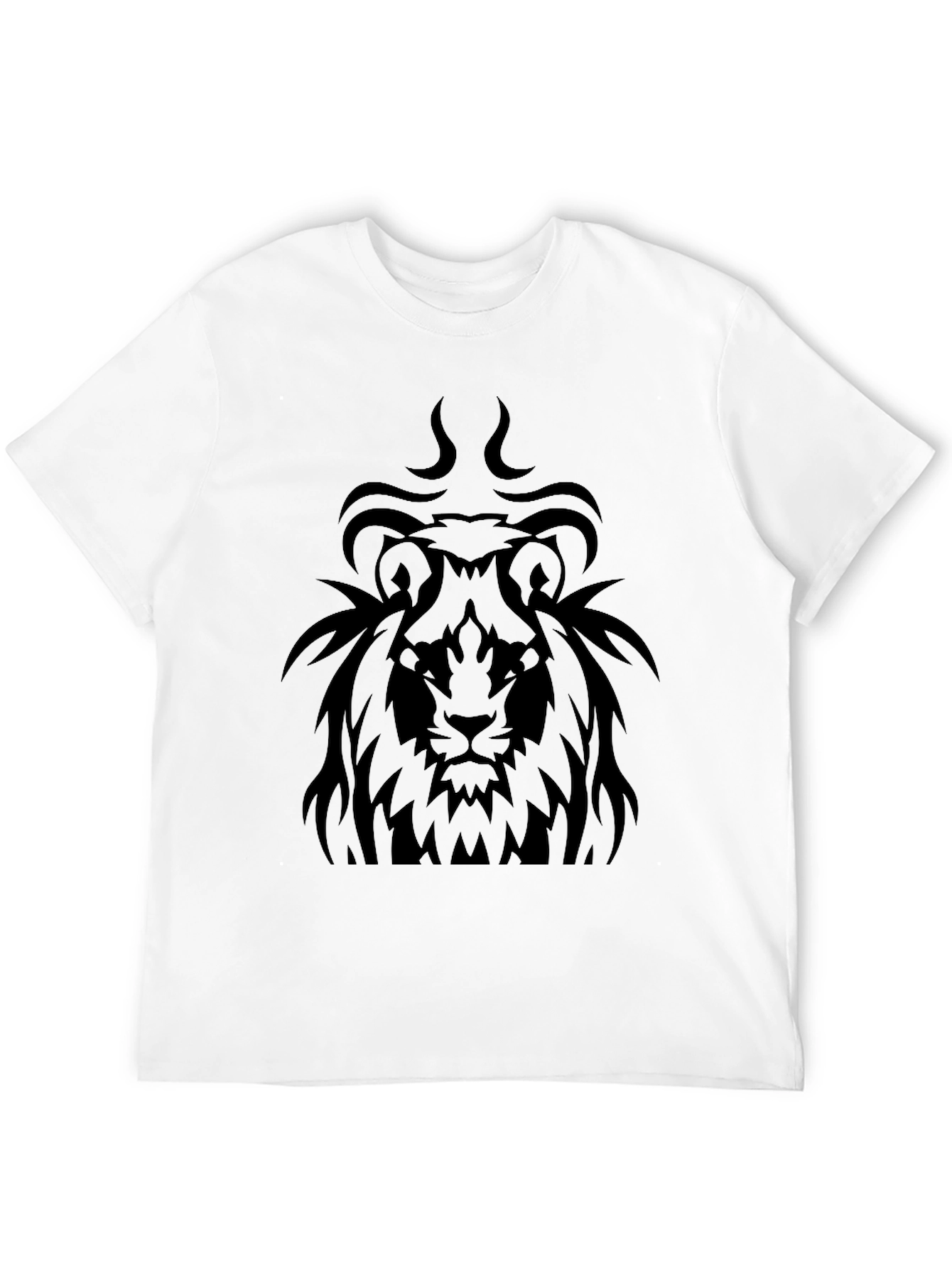 Lion Graphic Black T-Shirt - Tribal Style