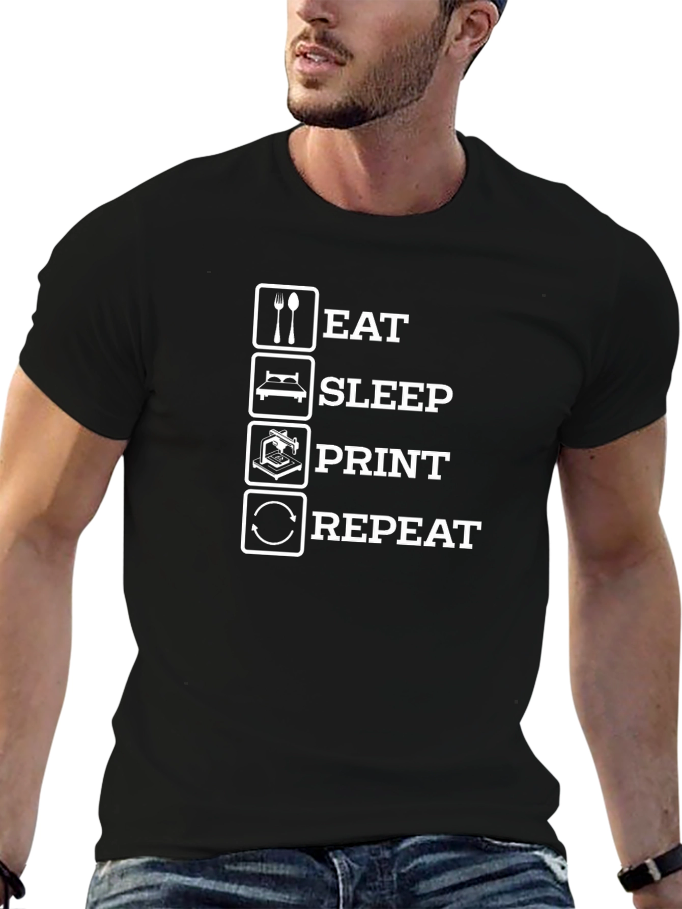 Eat Sleep Print Repeat T-Shirt 3D Printing Hobby Tee