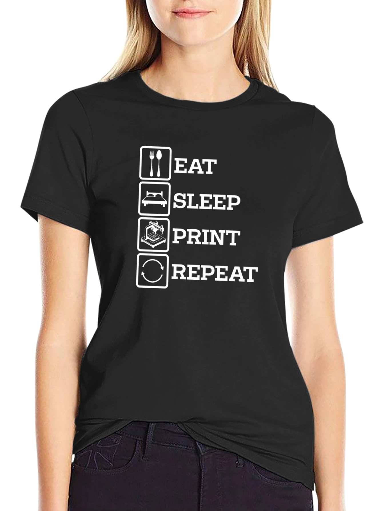 Eat Sleep Print Repeat T-Shirt 3D Printing Hobby Tee