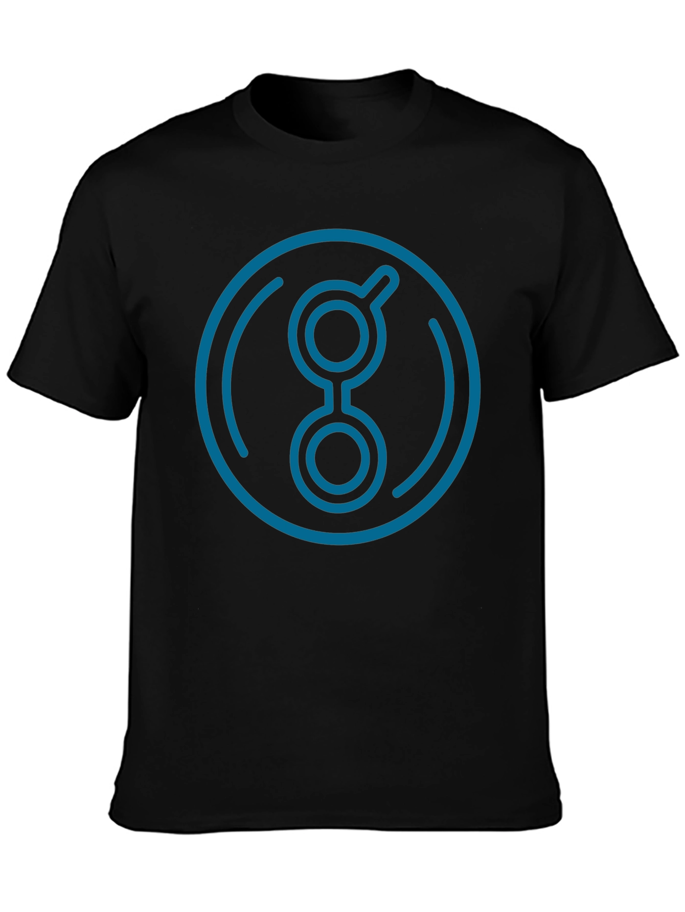 Modern Blue Logo Graphic Black T-Shirt