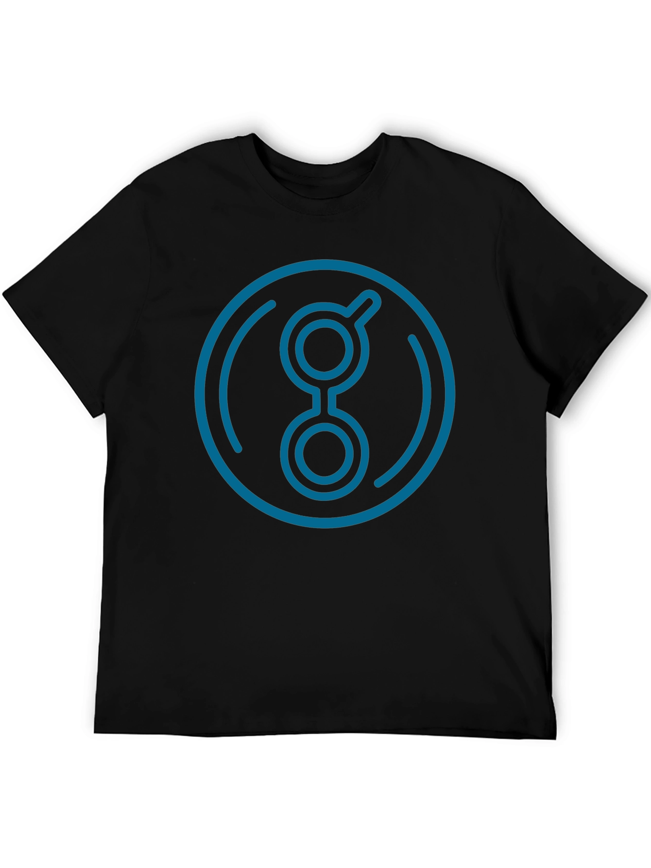 Modern Blue Logo Graphic Black T-Shirt