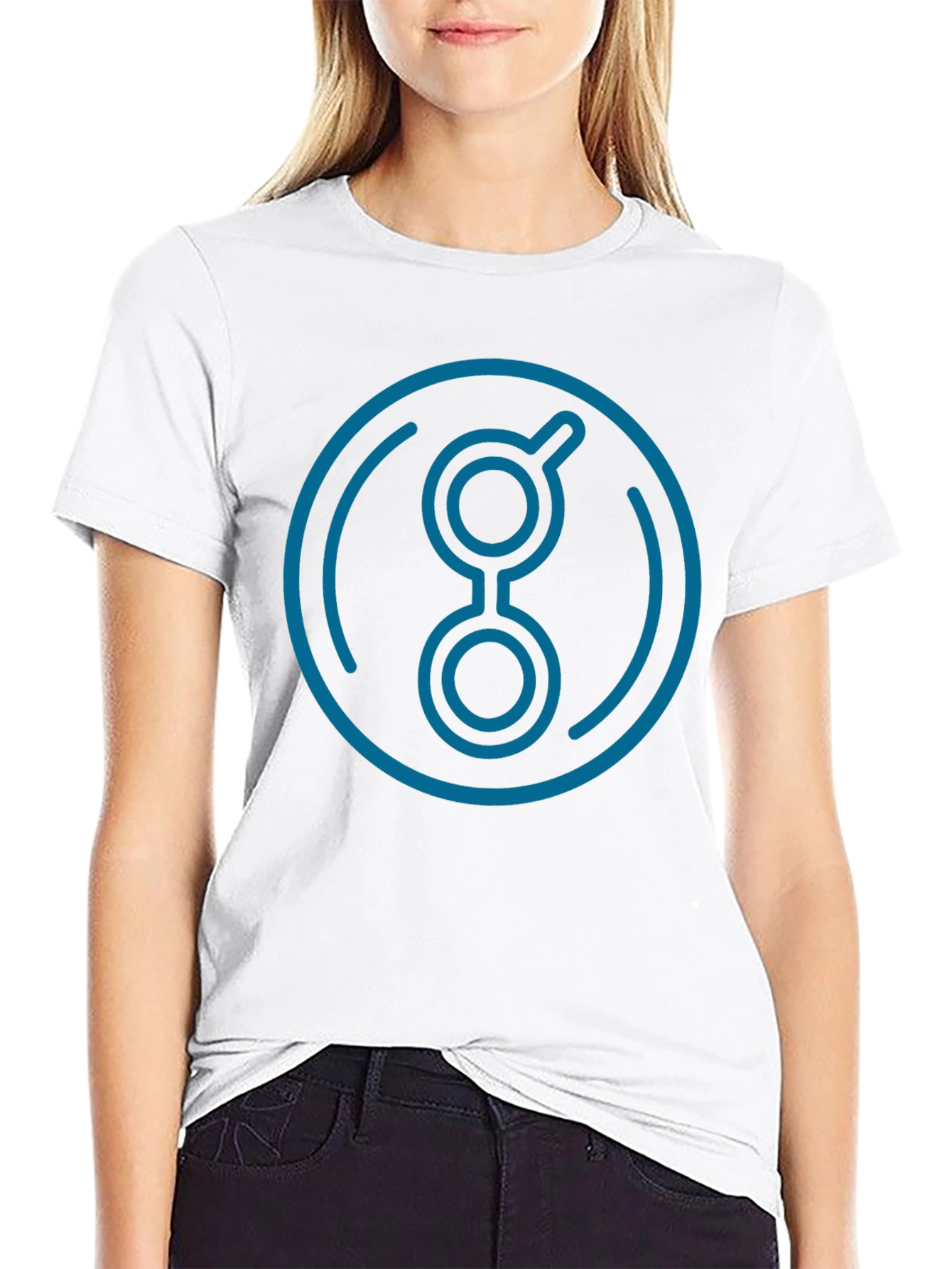 Modern Blue Logo Graphic Black T-Shirt