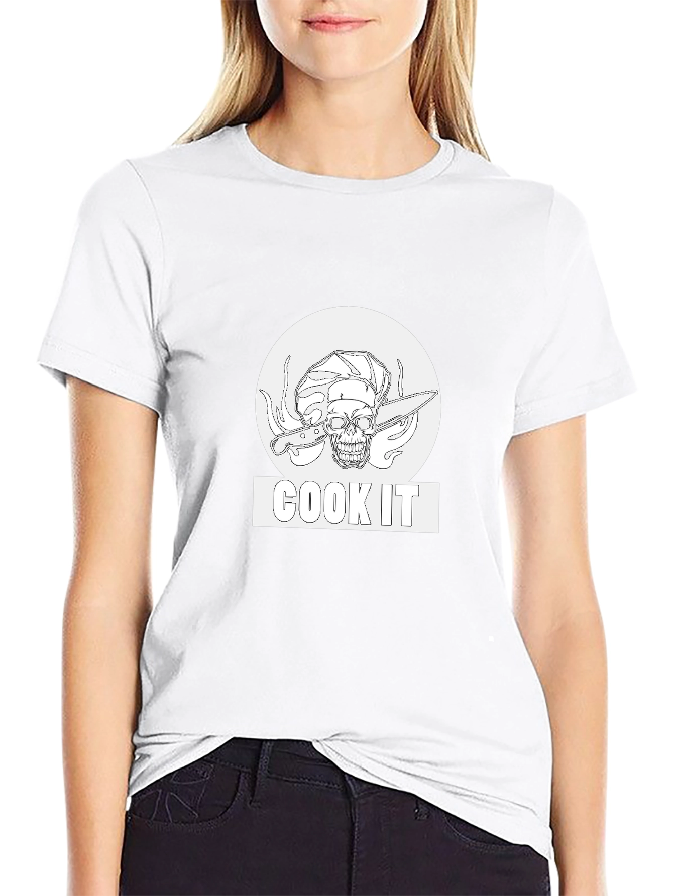 Cook It Skull Chef Black T-Shirt