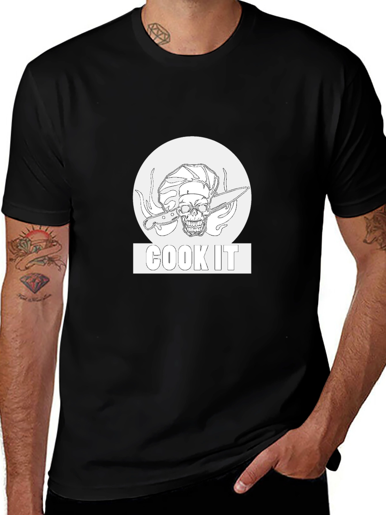 Cook It Skull Chef Black T-Shirt