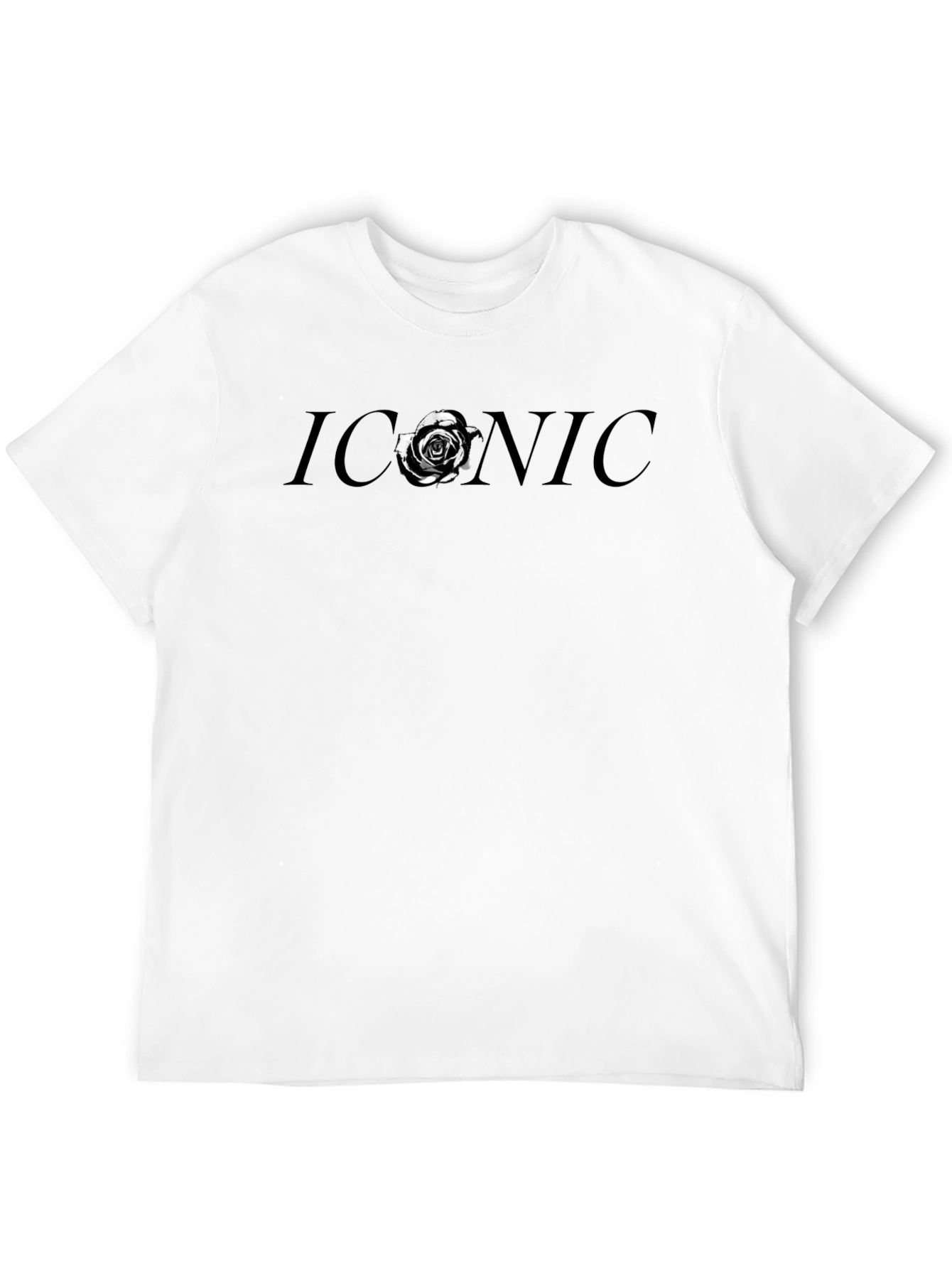 Iconic Rose Graphic Tee - Stylish Black Cotton T-Shirt