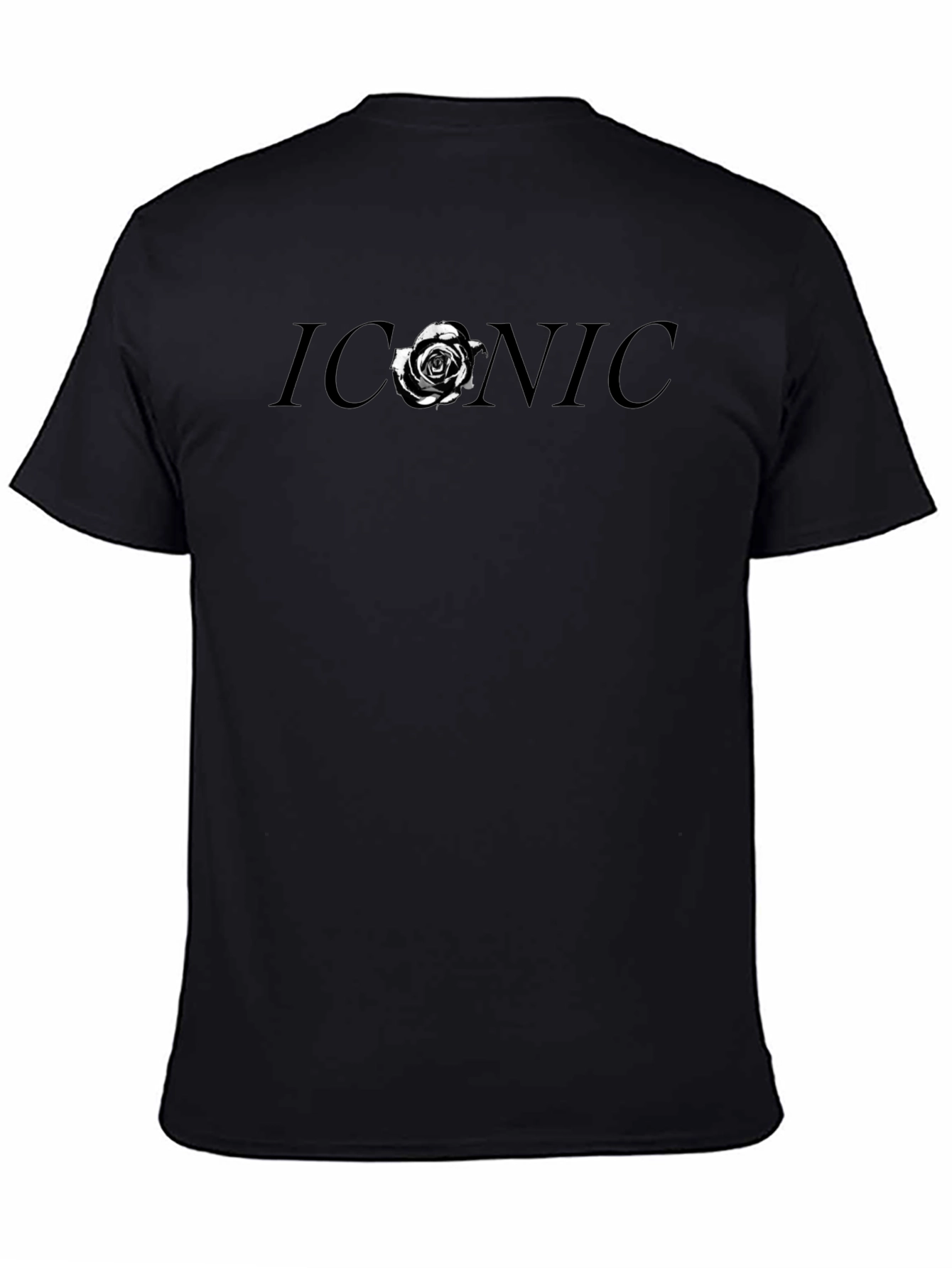Iconic Rose Graphic Tee - Stylish Black Cotton T-Shirt
