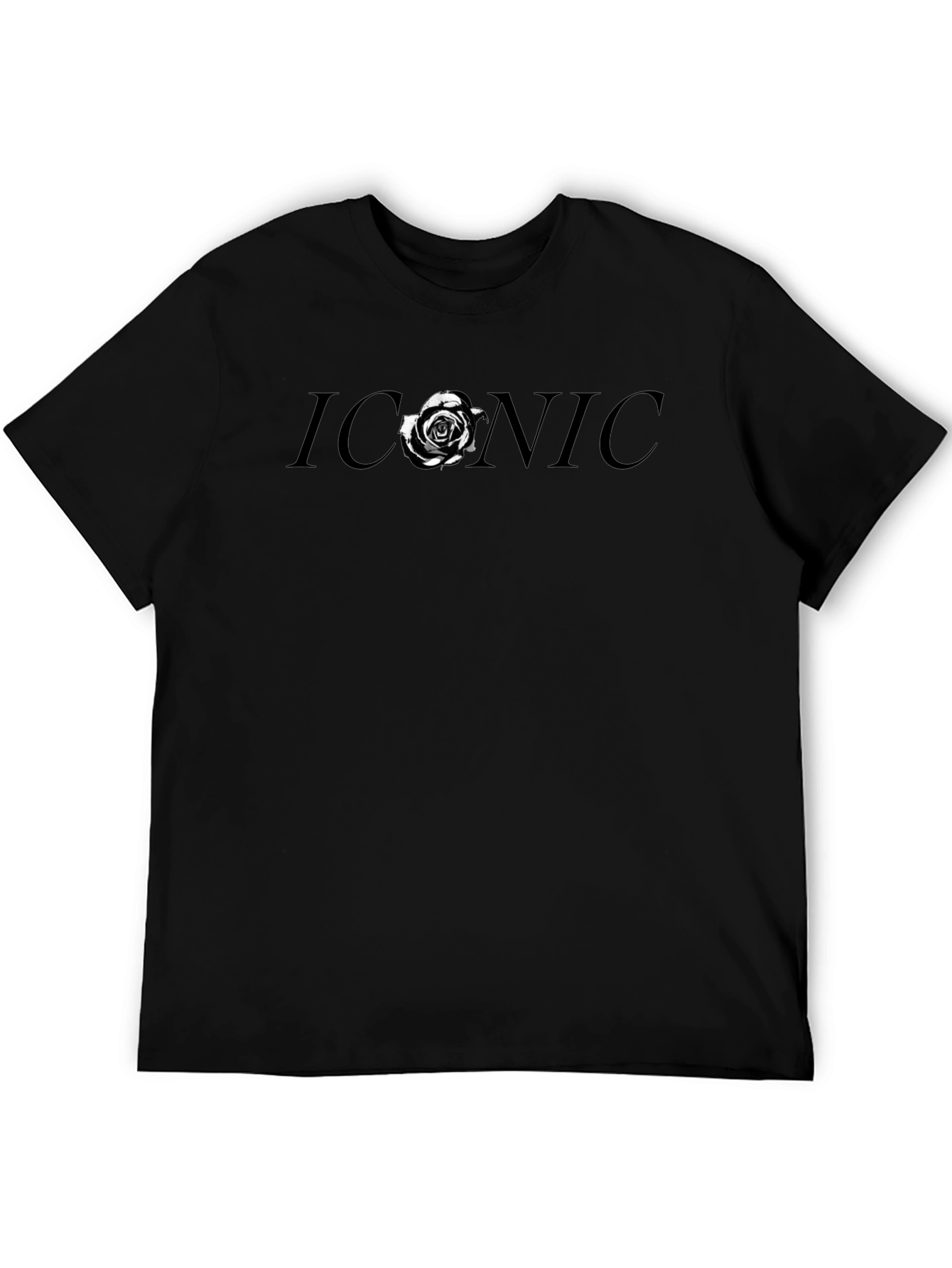 Iconic Rose Graphic Tee - Stylish Black Cotton T-Shirt