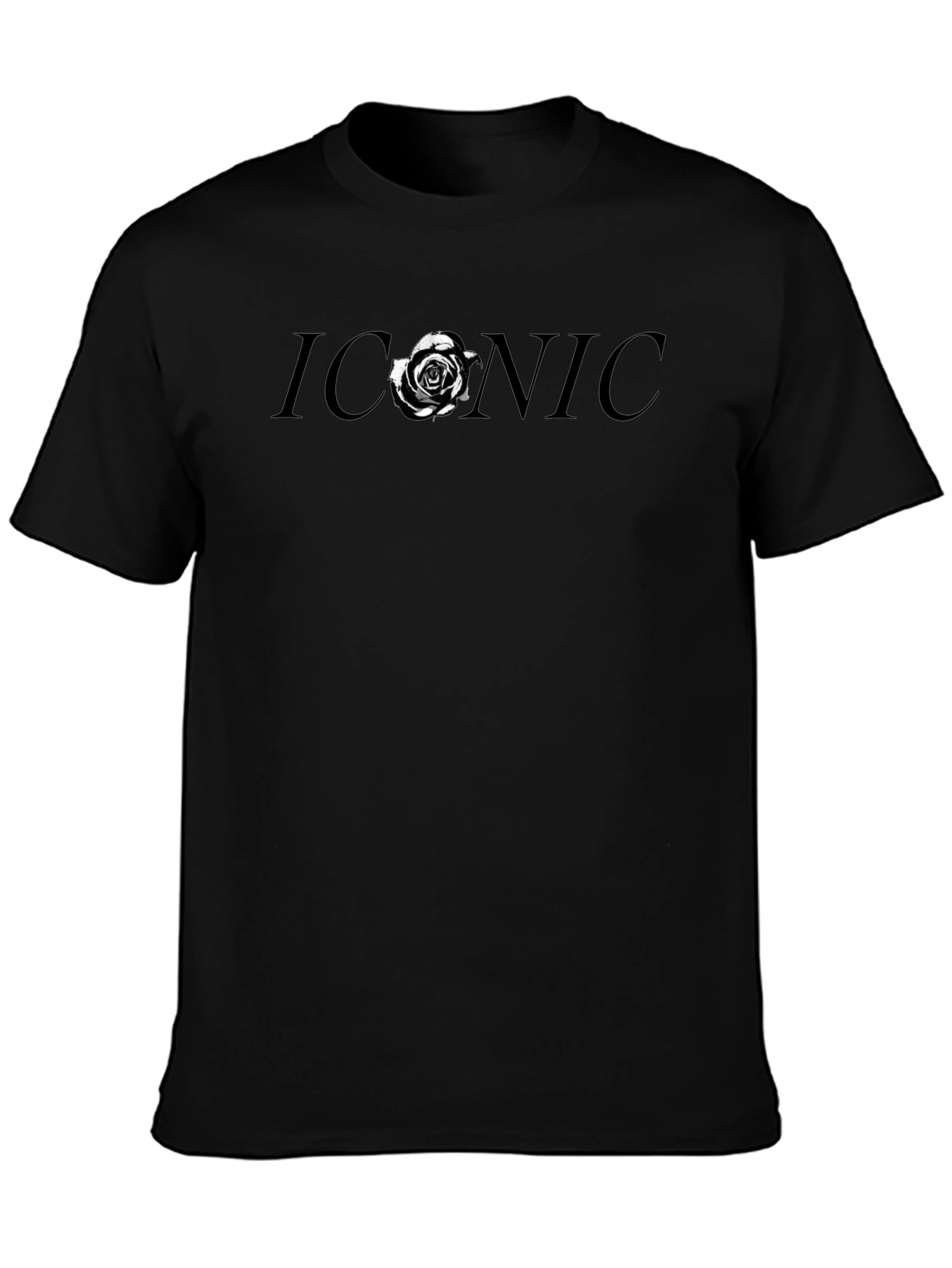 Iconic Rose Graphic Tee - Stylish Black Cotton T-Shirt