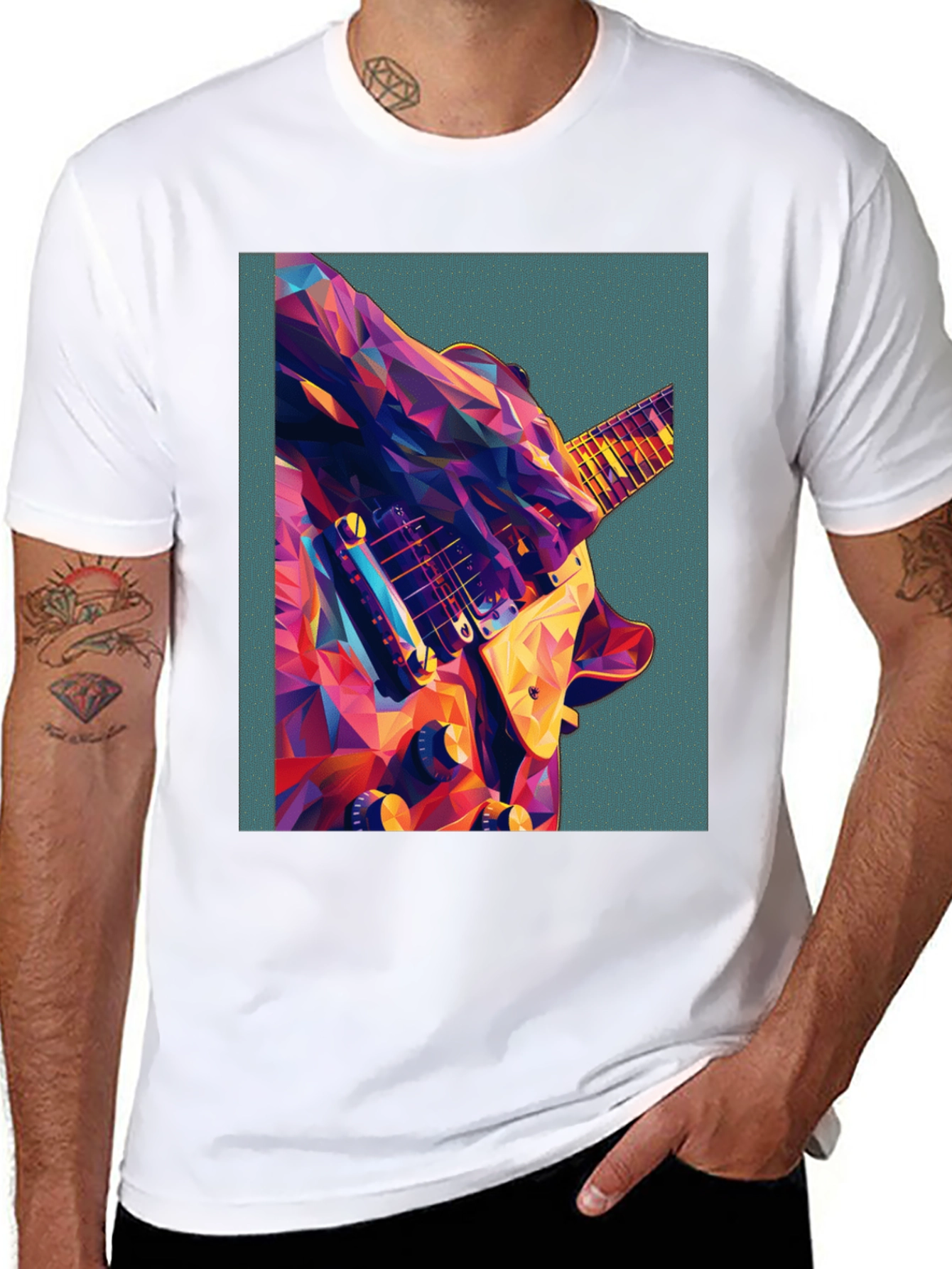 Abstract Guitar Graphic Tee - Music Lover Shirt