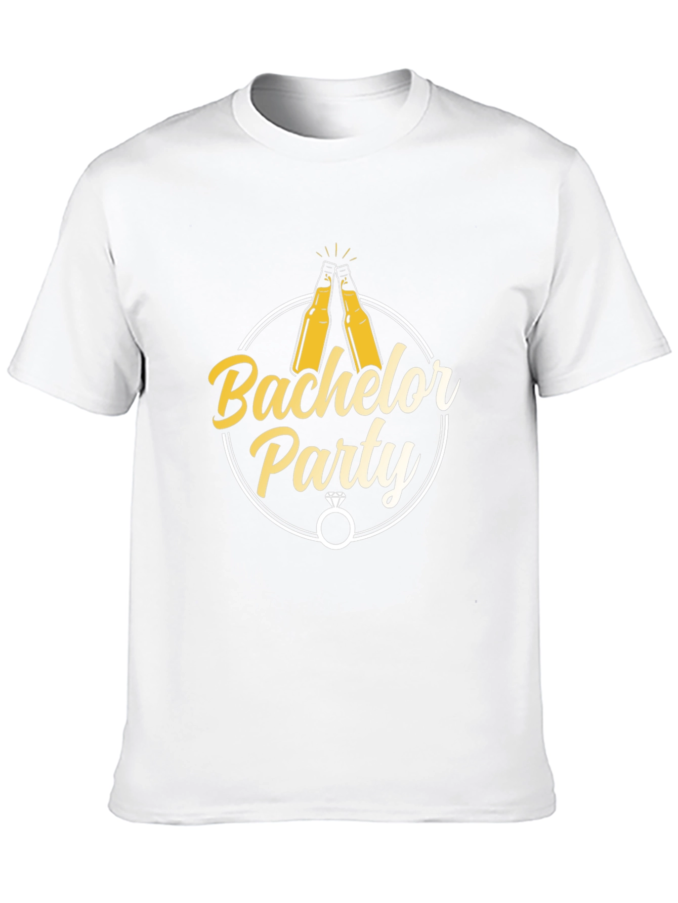 Bachelor Party T-Shirt - Cheers & Rings Design